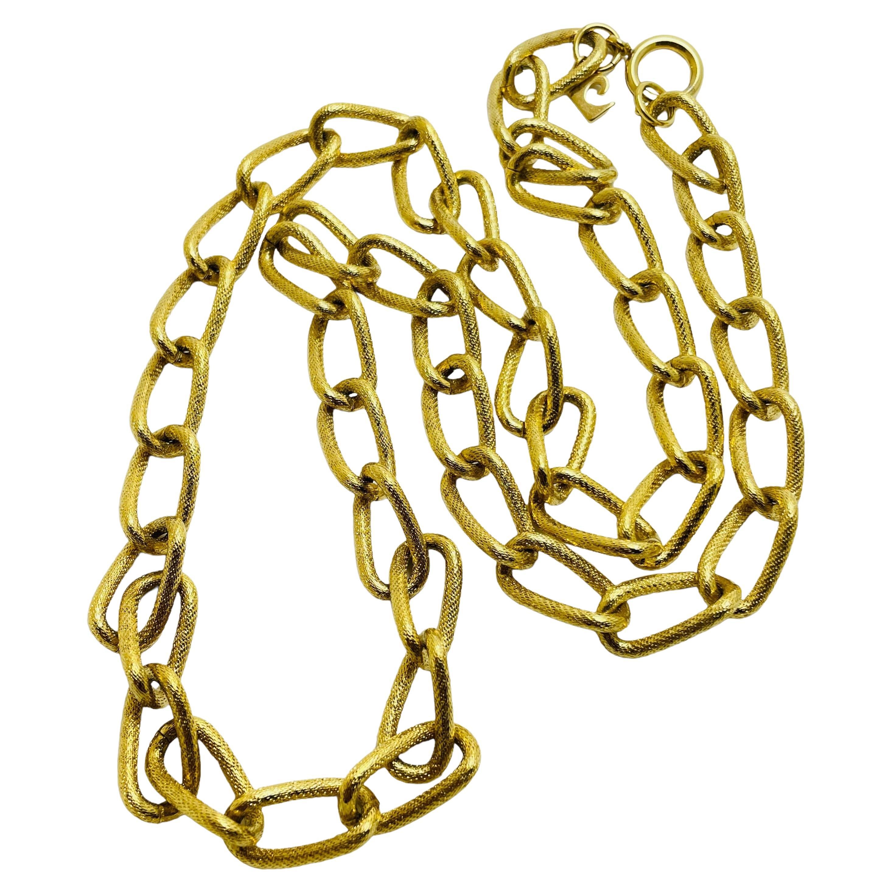 PIERRE CARDIN vintage gold chain designer runway necklace For Sale