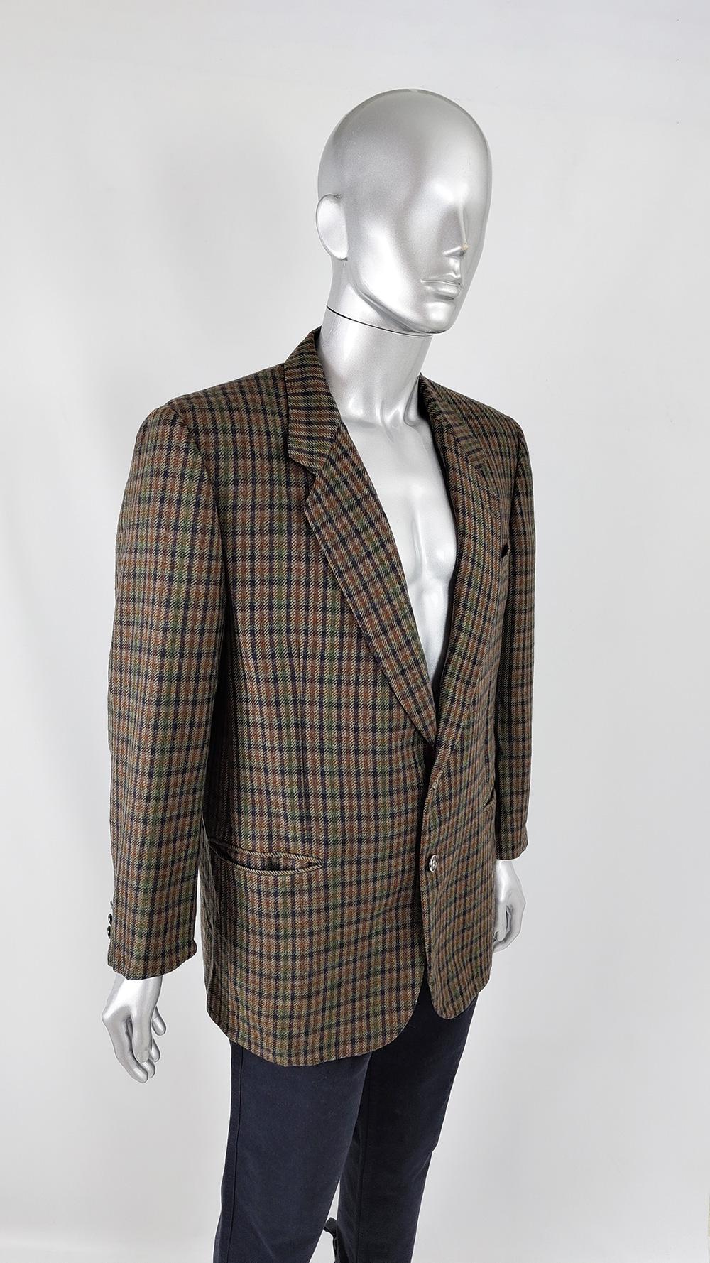 Pierre Cardin Vintage Mens 80s Italian Pure Wool Tweed Blazer Jacket, 1980s For Sale 2