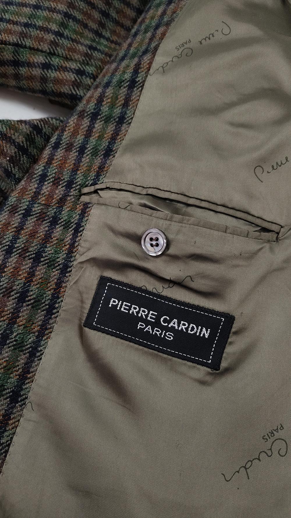 Pierre Cardin Vintage Mens 80s Italian Pure Wool Tweed Blazer Jacket, 1980s For Sale 4