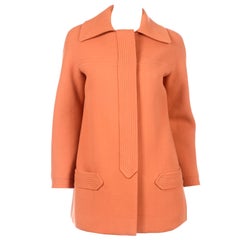 Pierre Cardin Vintage Orange Wool Jacket or Short Coat Late 1960s Early 1970s