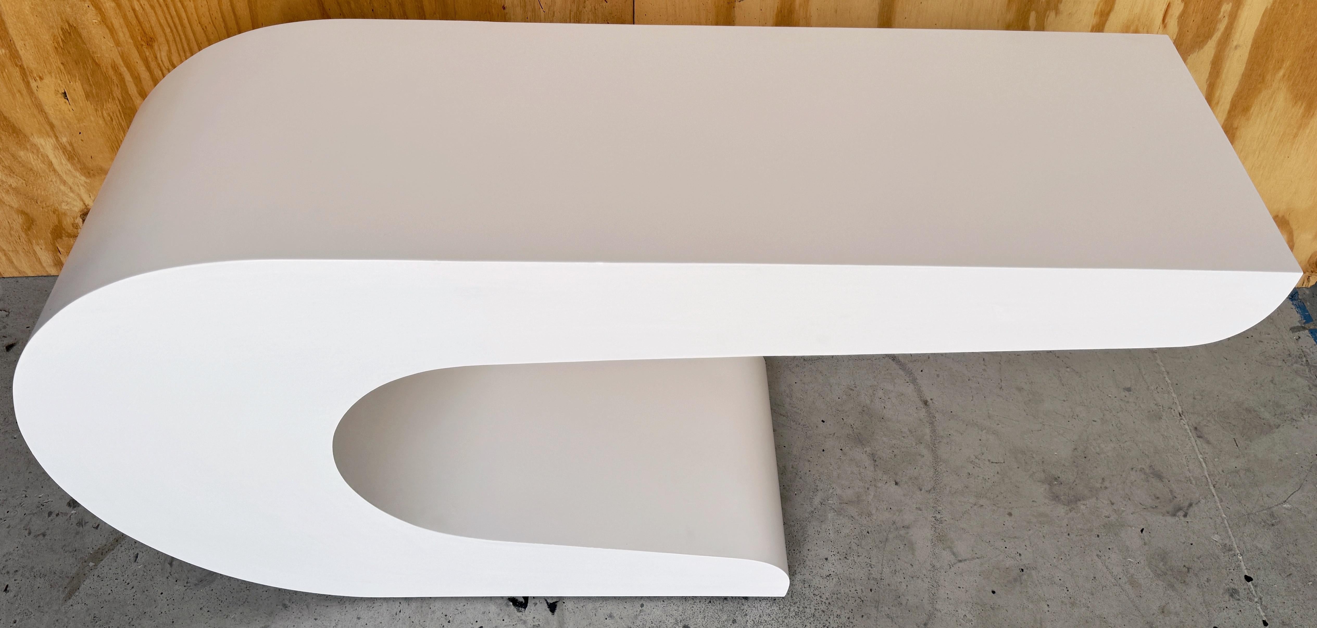Pierre Cardin White Laquer Waterfall Console Table For Sale 1