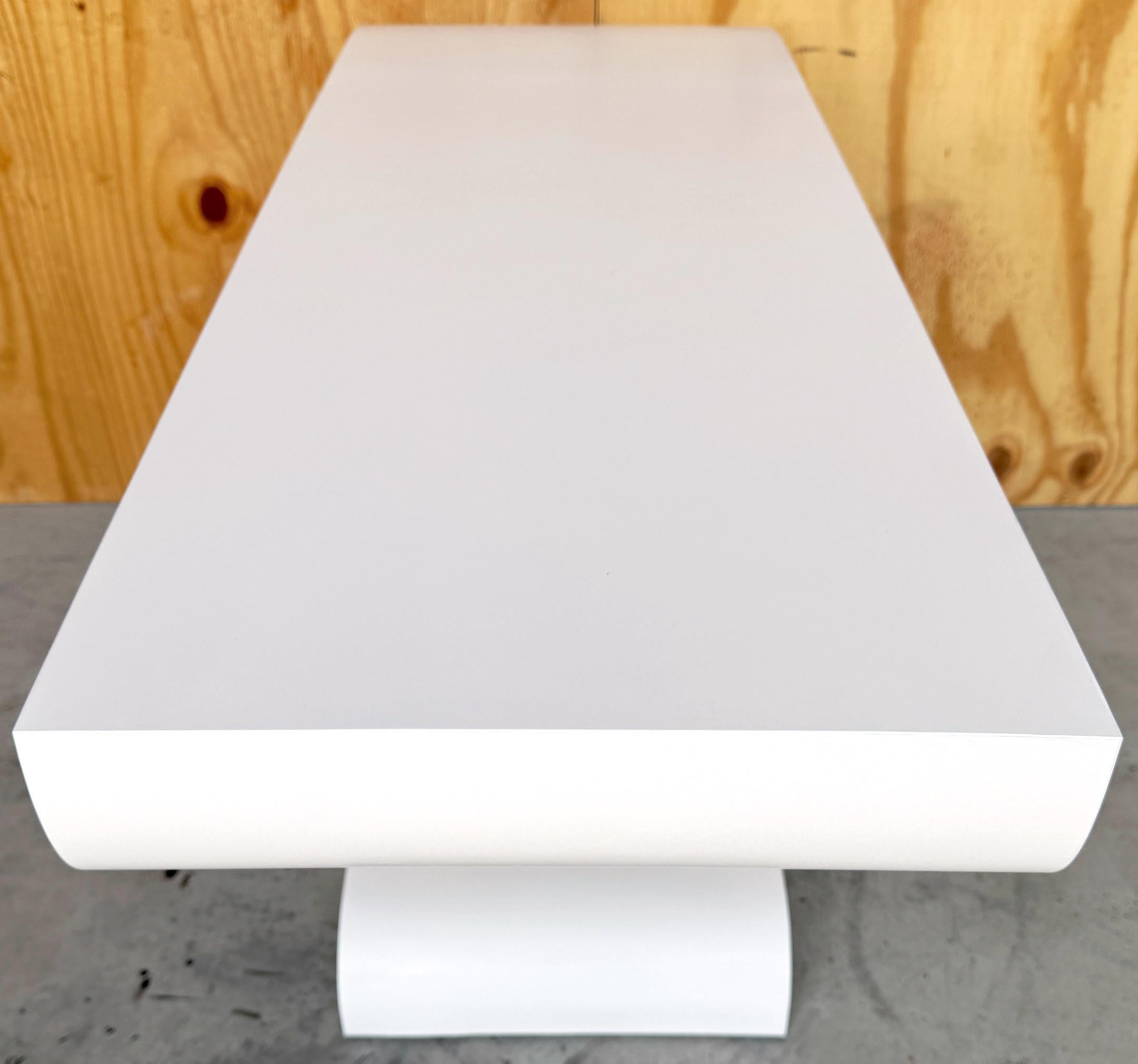 Modern Pierre Cardin White Laquer Waterfall Console Table For Sale