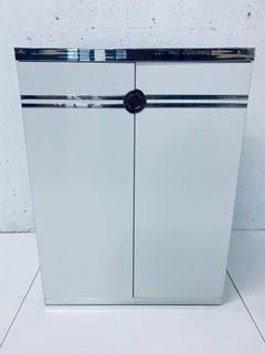 Pierre Cardin White Veneer and Chrome Highboy Dresser for Dillingham