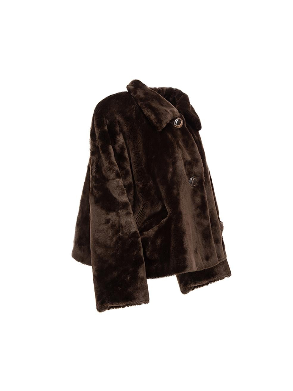 CONDITION is Very good. Hardly any visible wear to brown is evident on this used Pierre Cardin designer resale item.



Details


Brown

Faux fur

Cropped oversized jacket

Front oversized button closure

Front side pockets





Composition

NO