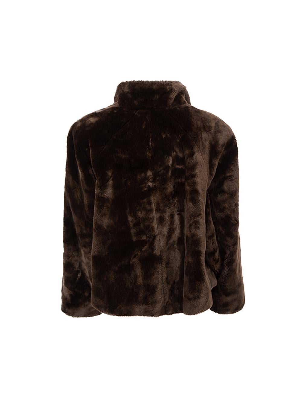 Pierre Cardin Women's Brown Faux Fur Cropped Jacket In Good Condition In London, GB