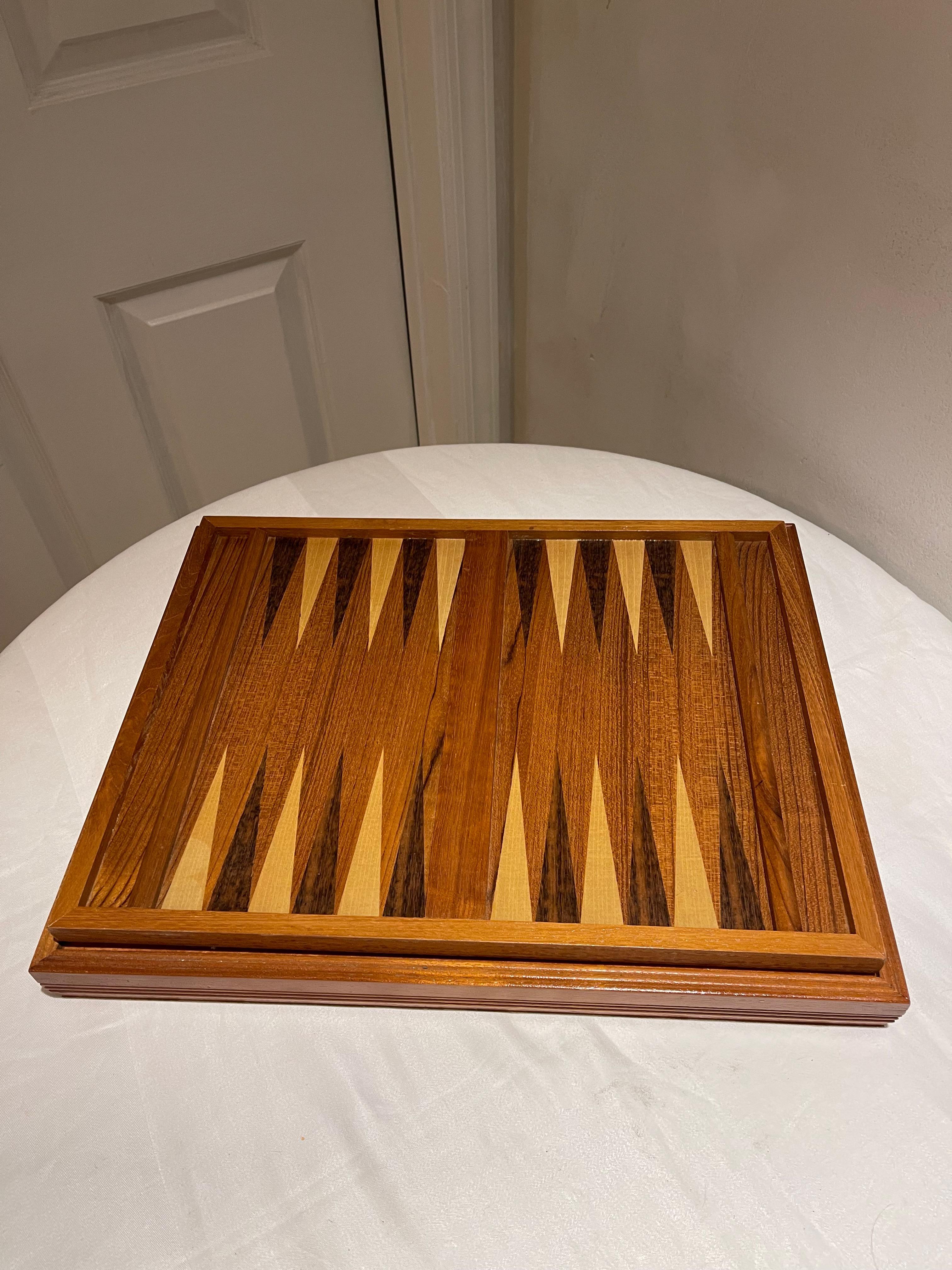 Brass Pierre Cardin Wood Chess Set and Backgammon Set