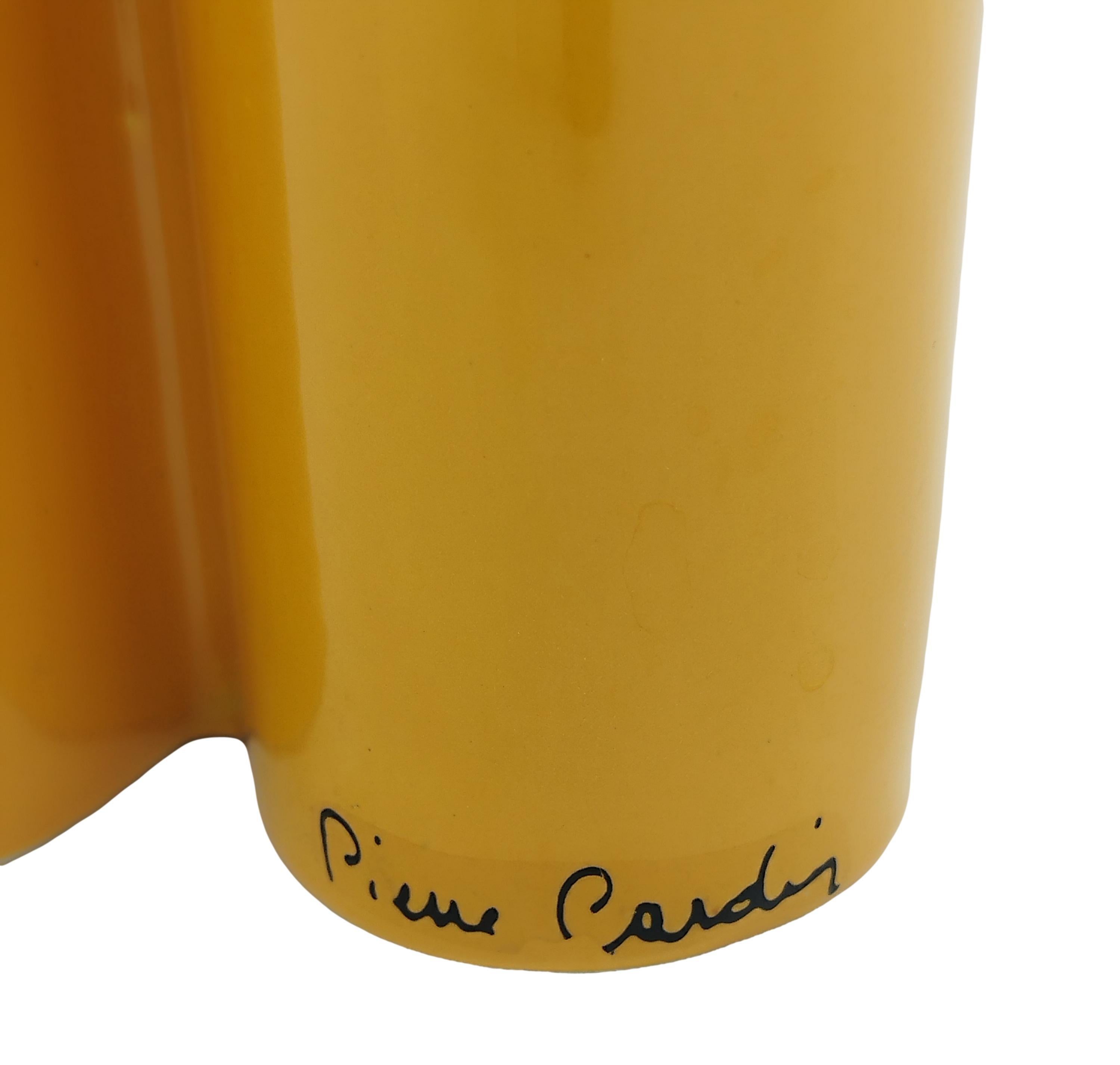 Pierre Cardin Yellow Four Leaf Clover Ceramic Vase, 1970s In Good Condition In Naples, IT