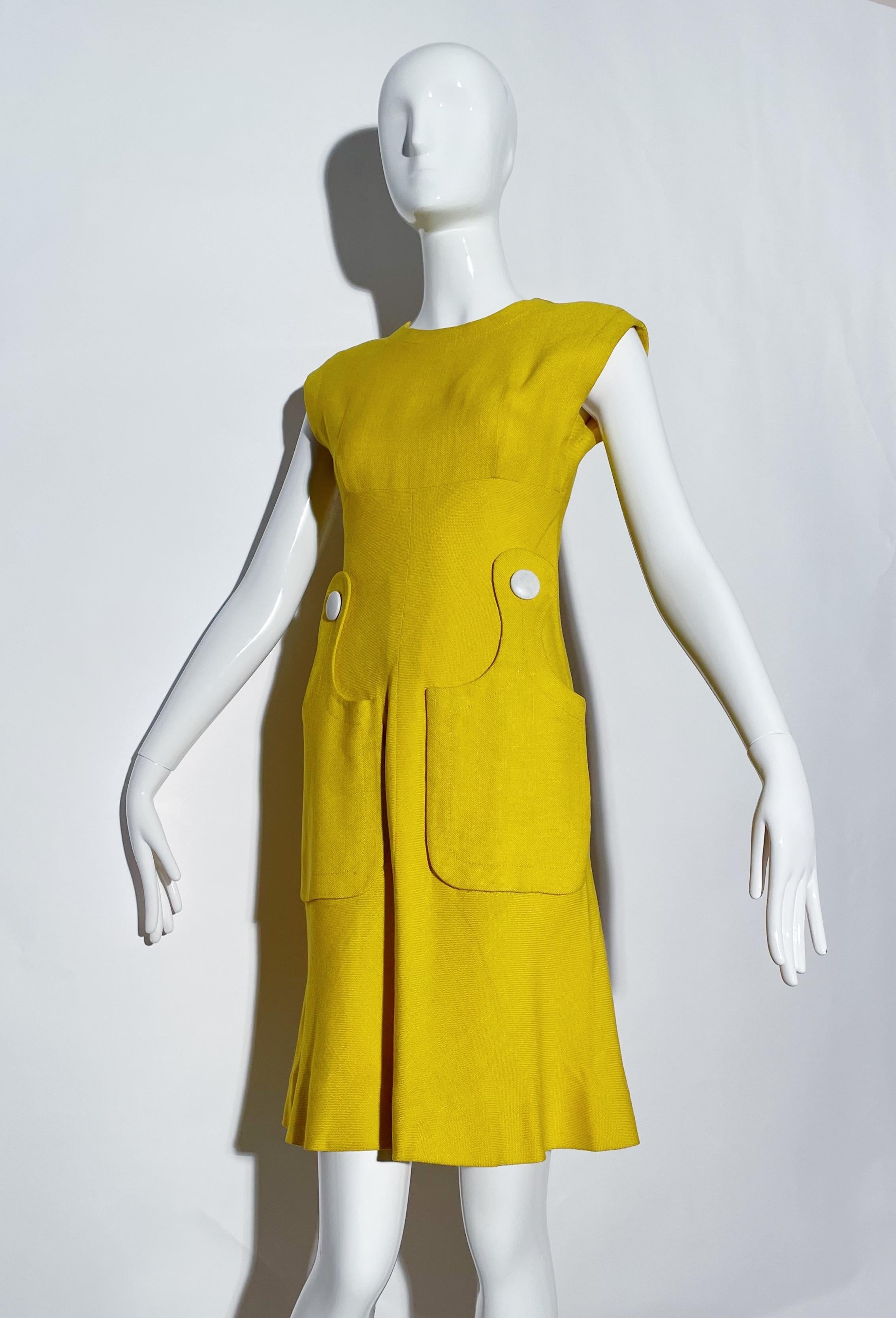 Women's Pierre Cardin Yellow Mod Dress  For Sale