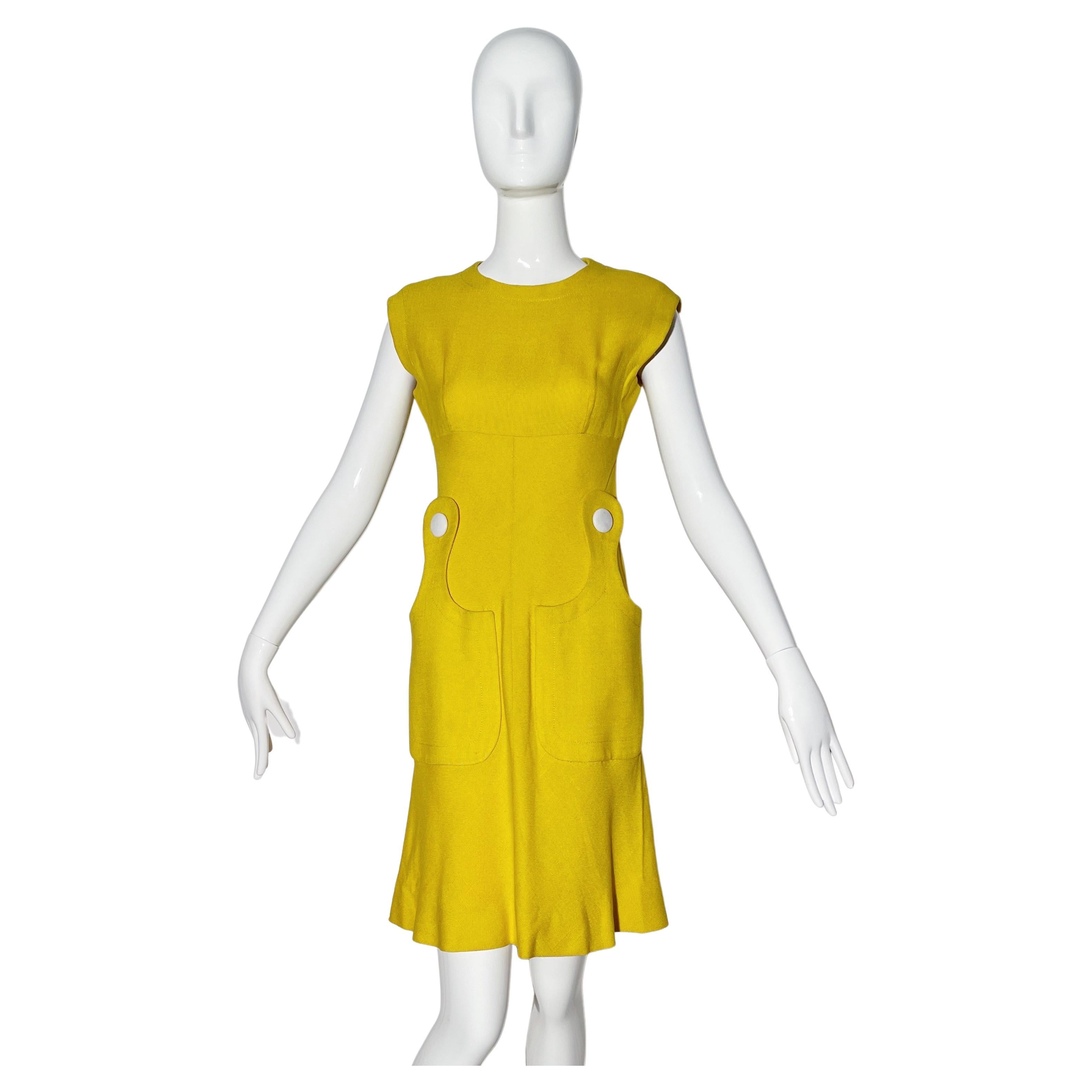 Gelbes Mod-Kleid von Pierre Cardin 