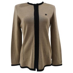 Retro Pierre Carding beige black wool jacket / cardigan