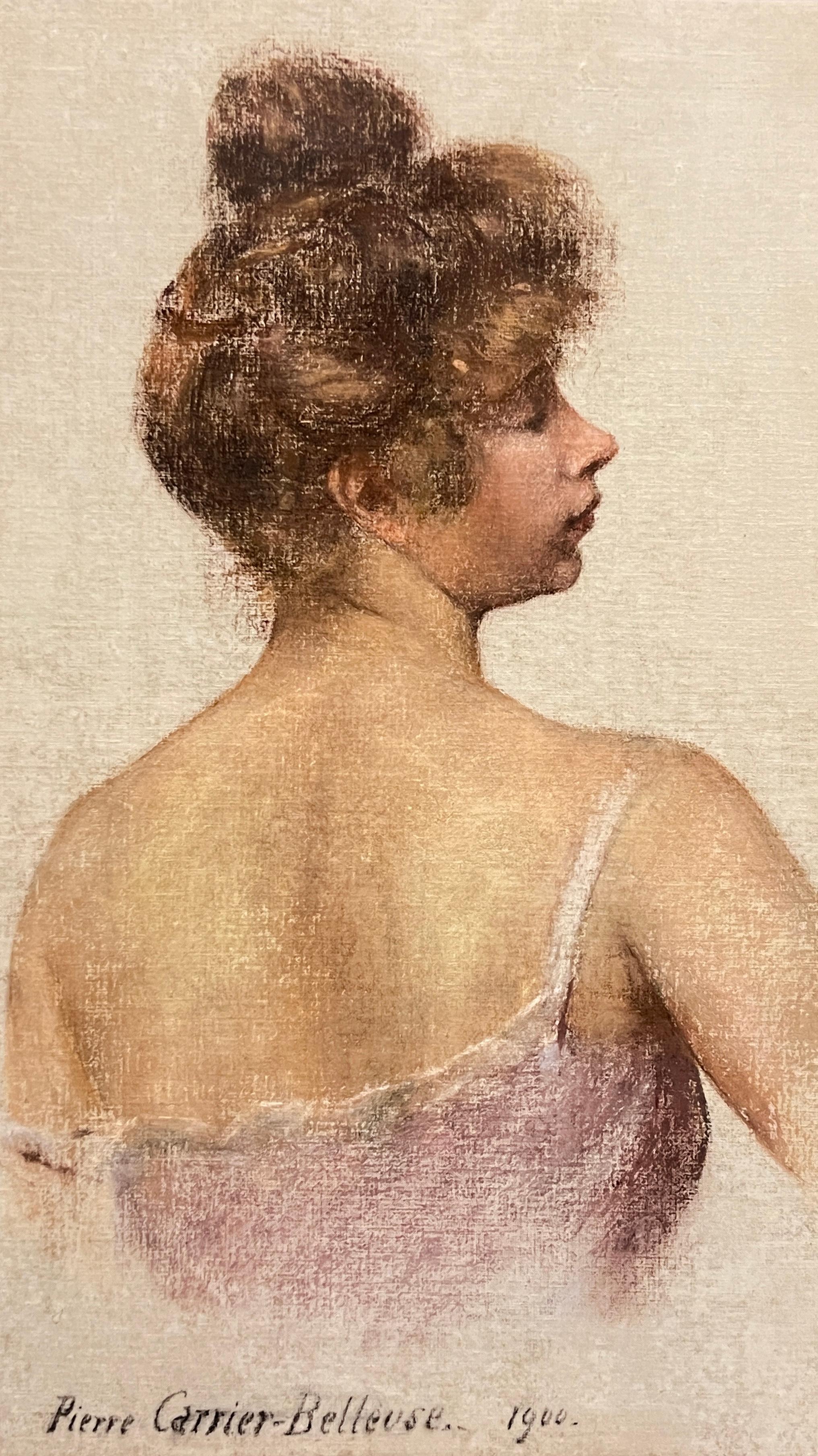 French Pierre Carrier-Belleuse Female Ballet Dancer Portrait Pastel Painting For Sale