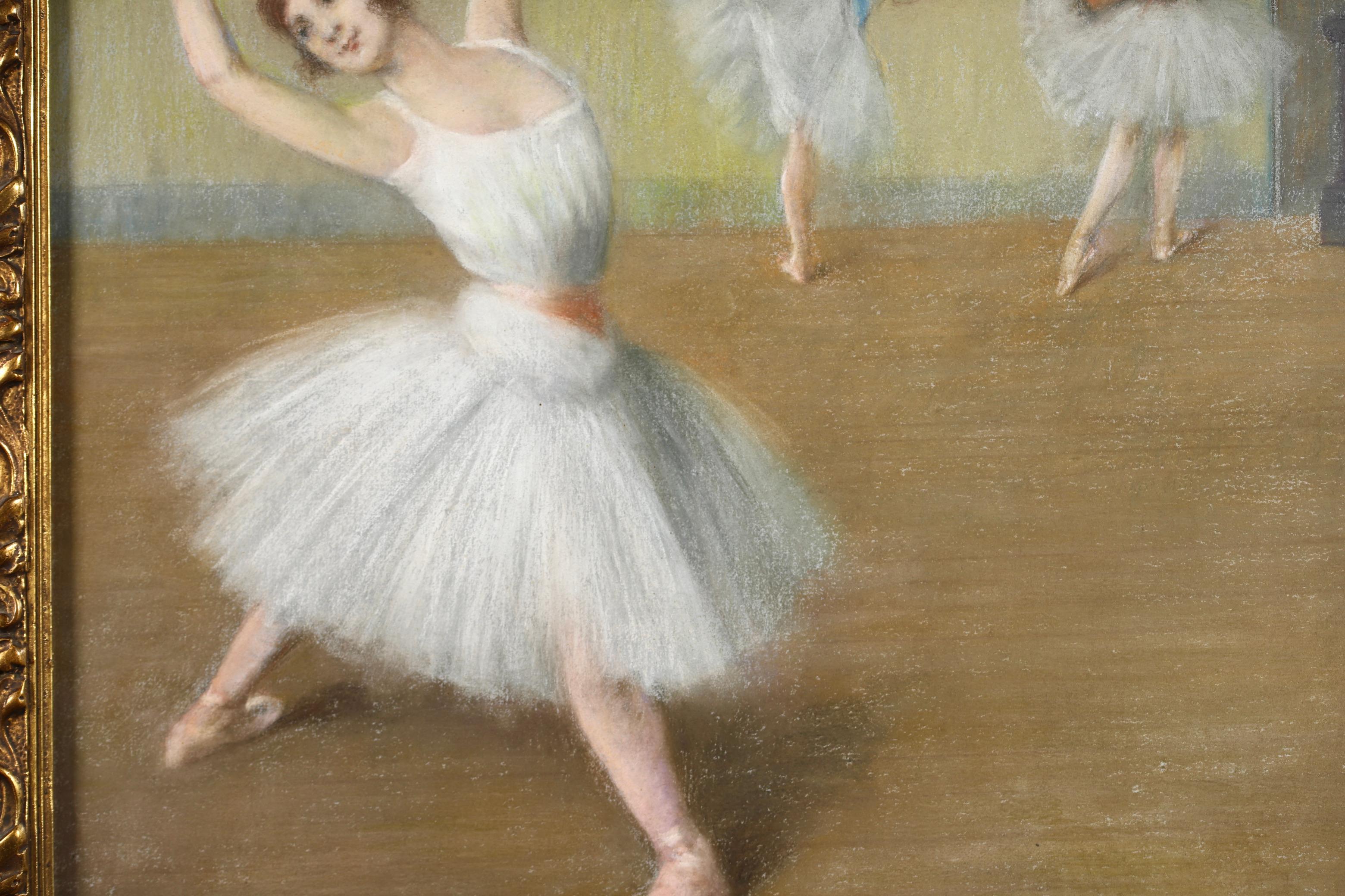 Danseuses a la barre – Impressionistisches figuratives Pastell – Pierre Carrier-Belleuse, Danseuses im Angebot 2