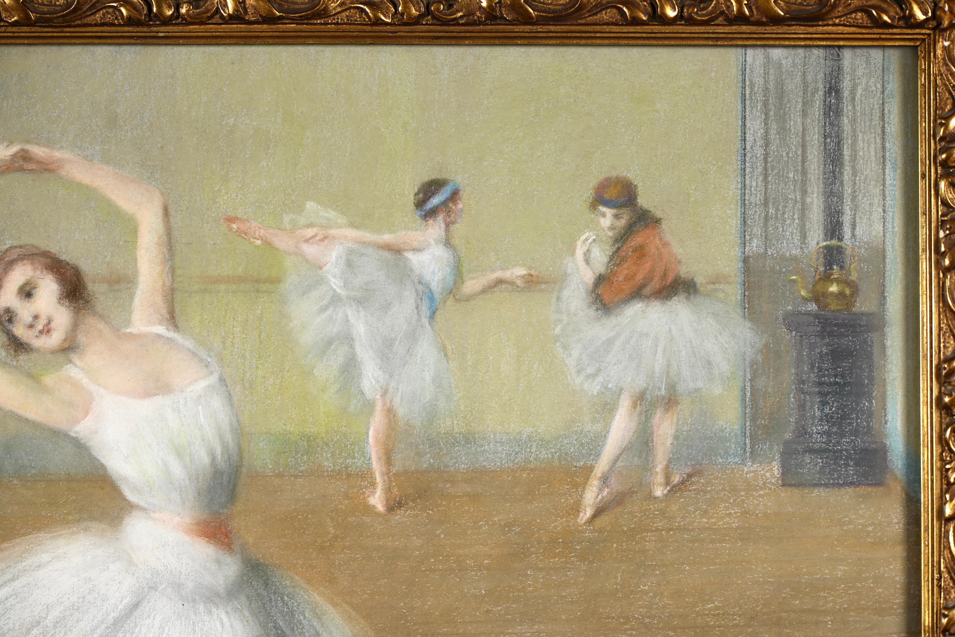 Danseuses a la barre – Impressionistisches figuratives Pastell – Pierre Carrier-Belleuse, Danseuses im Angebot 4