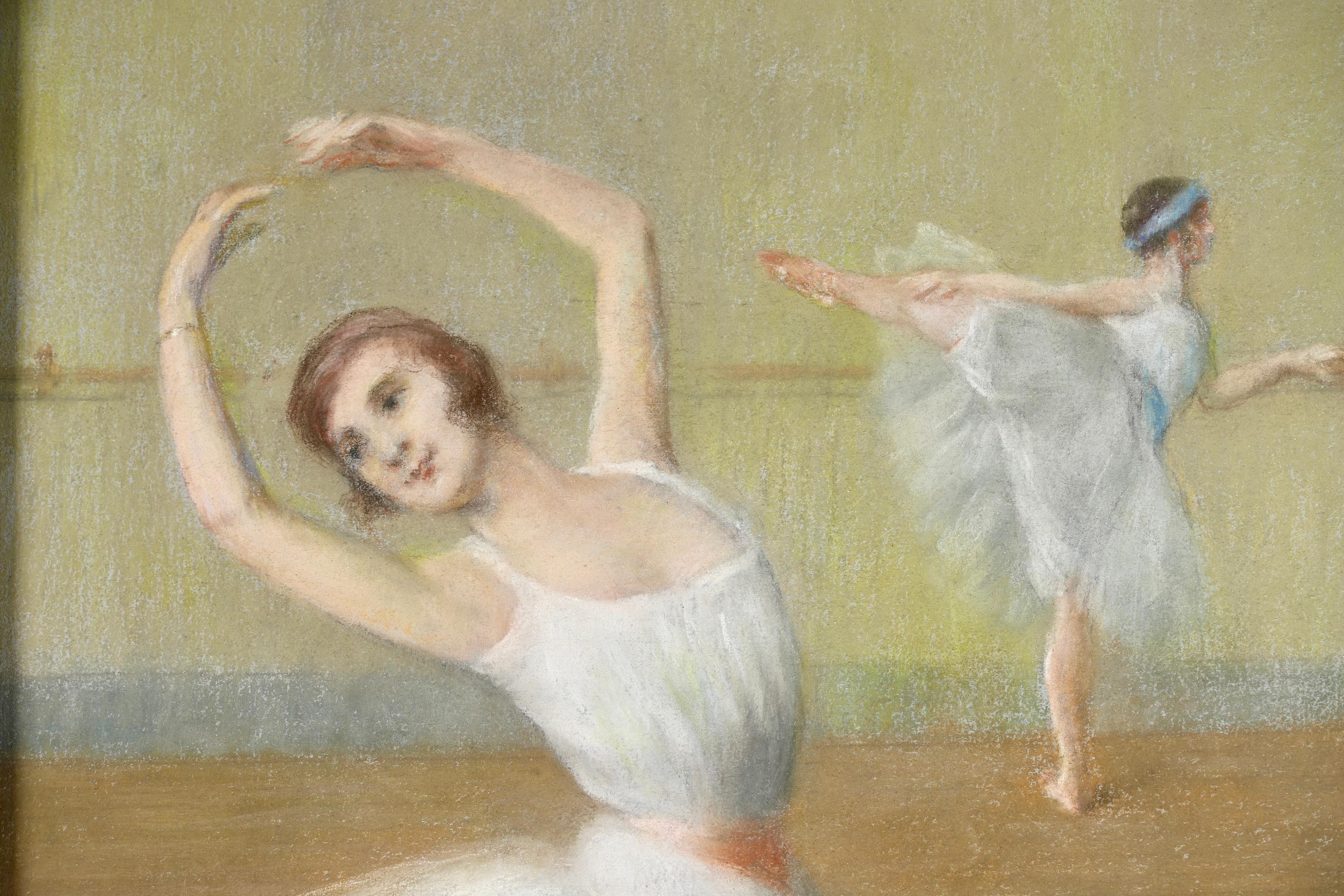 Danseuses a la barre – Impressionistisches figuratives Pastell – Pierre Carrier-Belleuse, Danseuses im Angebot 5