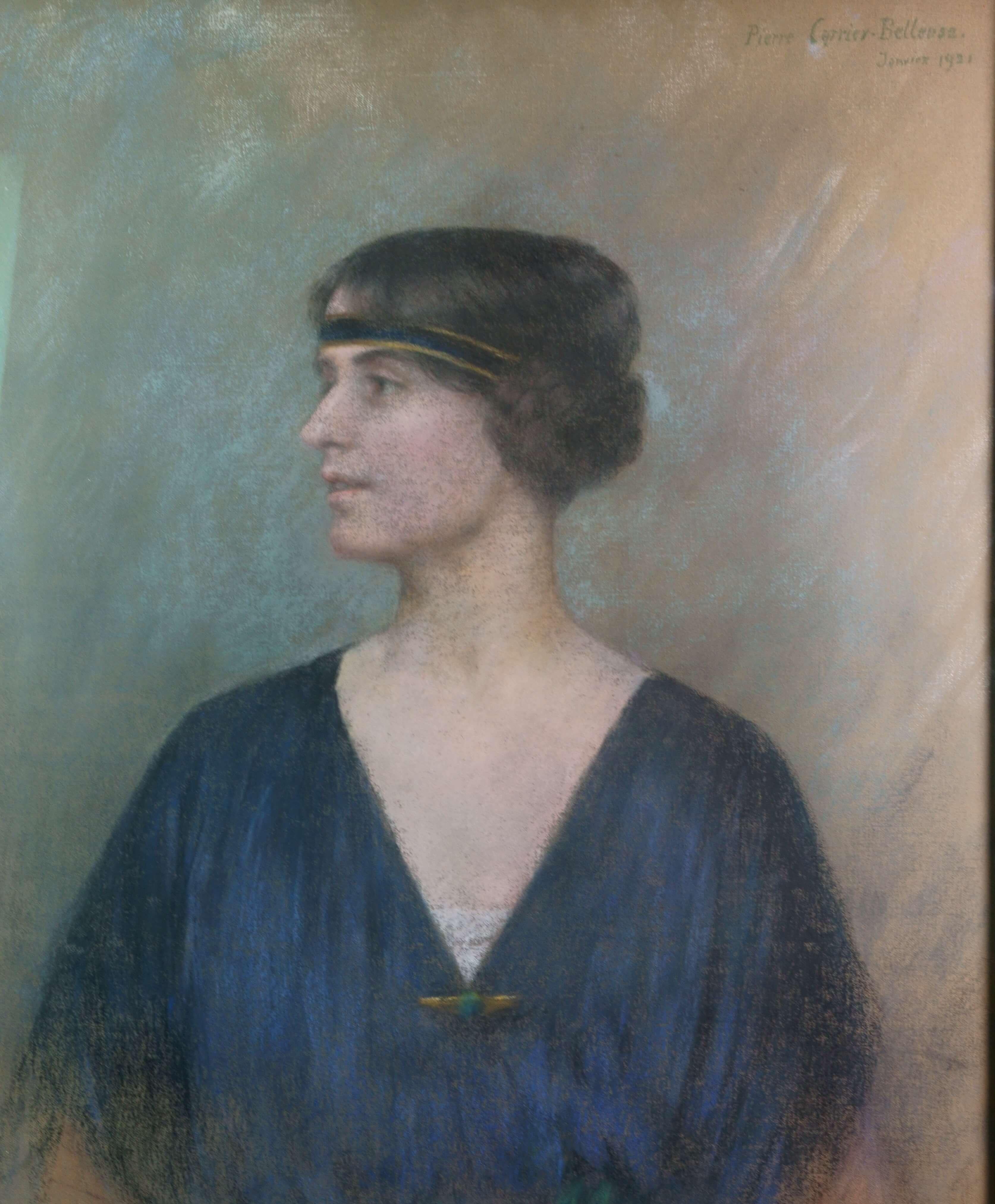 Retrato de una actriz París Belle Epoque Pastel Firmado Art Nouveau en venta 2