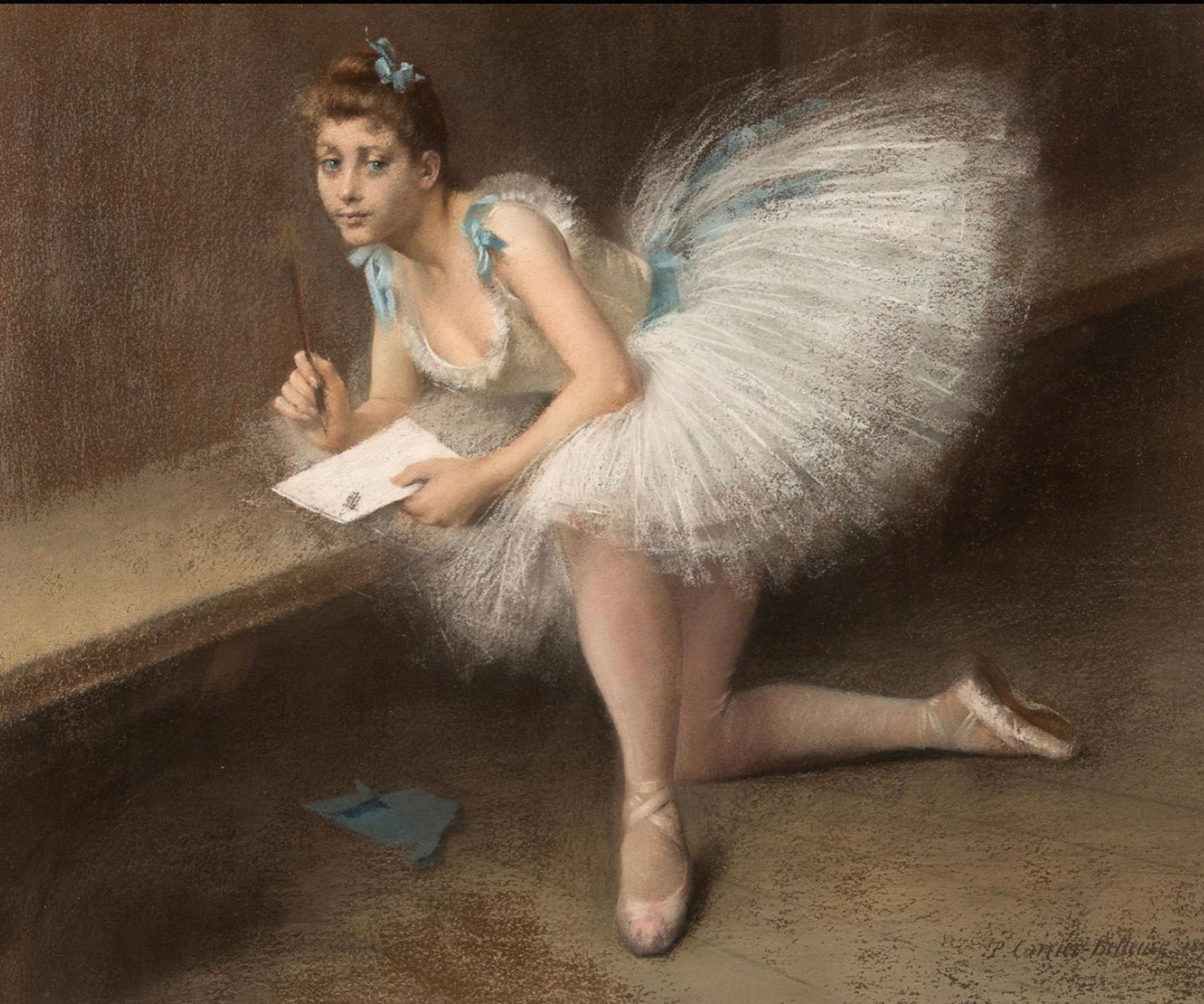 Die Ballerina  (Braun), Figurative Painting, von Pierre Carrier-Belleuse