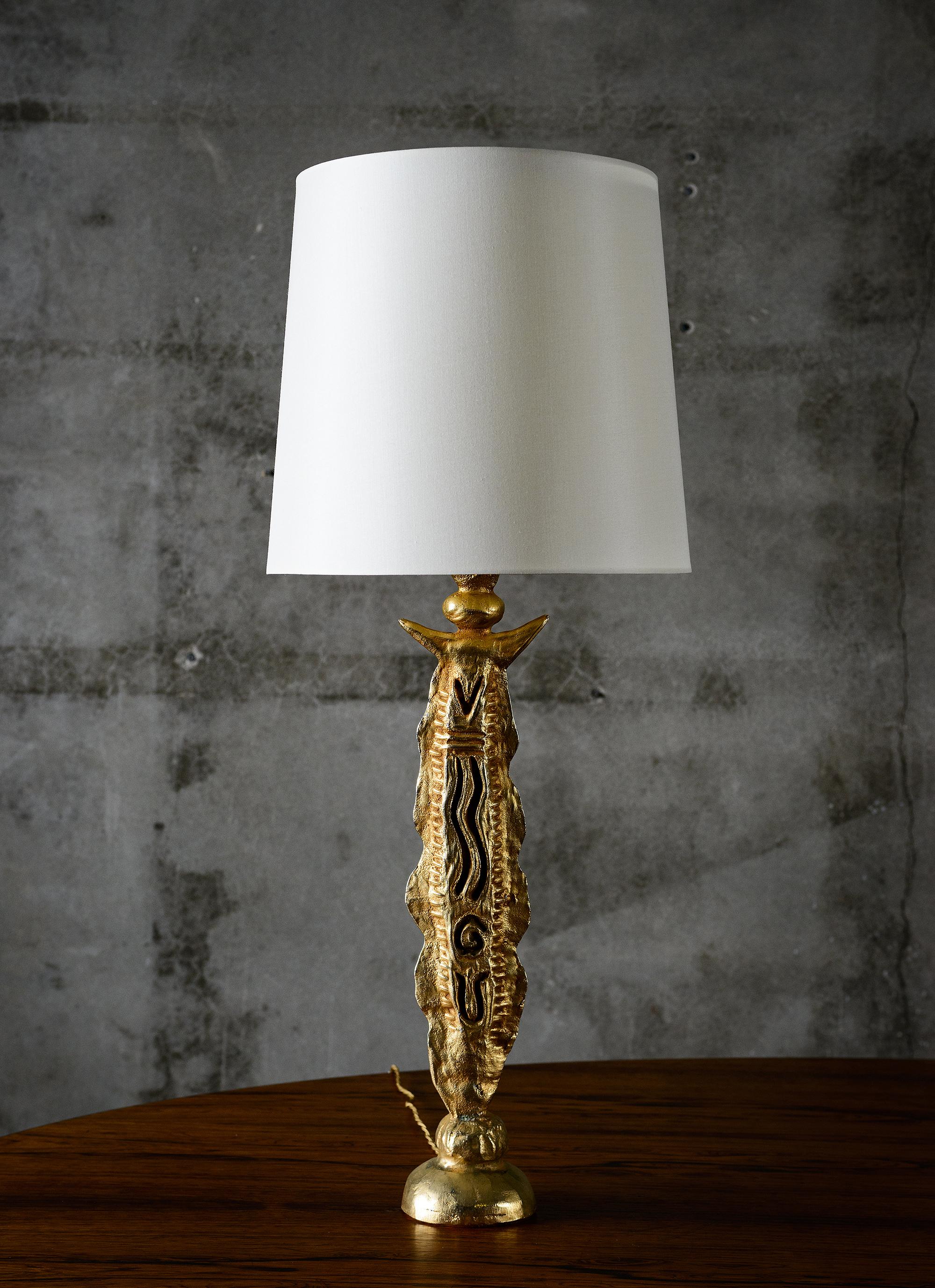 Pierre Casanove Gilt Table Lamps In Excellent Condition For Sale In Los Angeles, CA