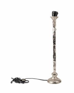 French Brutalist Silvered Cast Bronze Sculpture Lamp Pierre Casenove Fondica Art