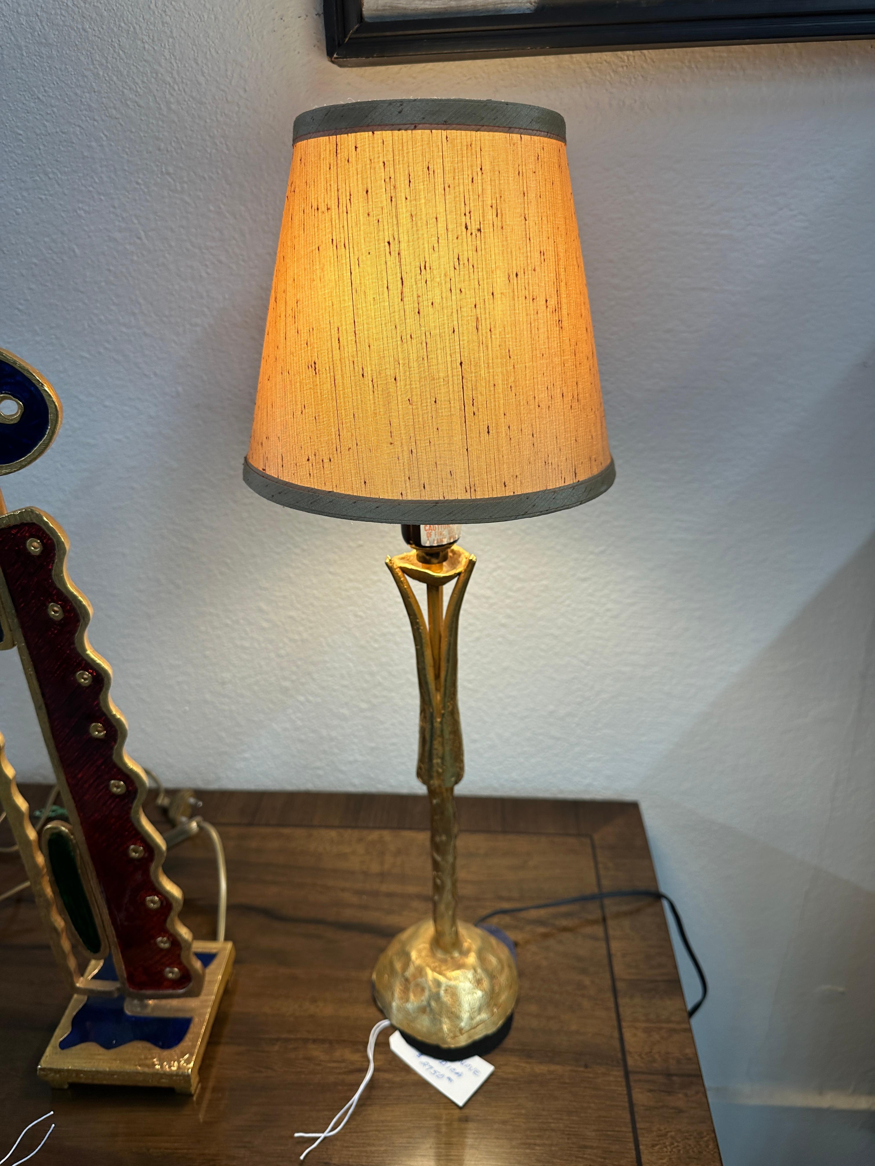 Pierre Casenove for Fondica France Gilt Metal Table Lamp For Sale 13