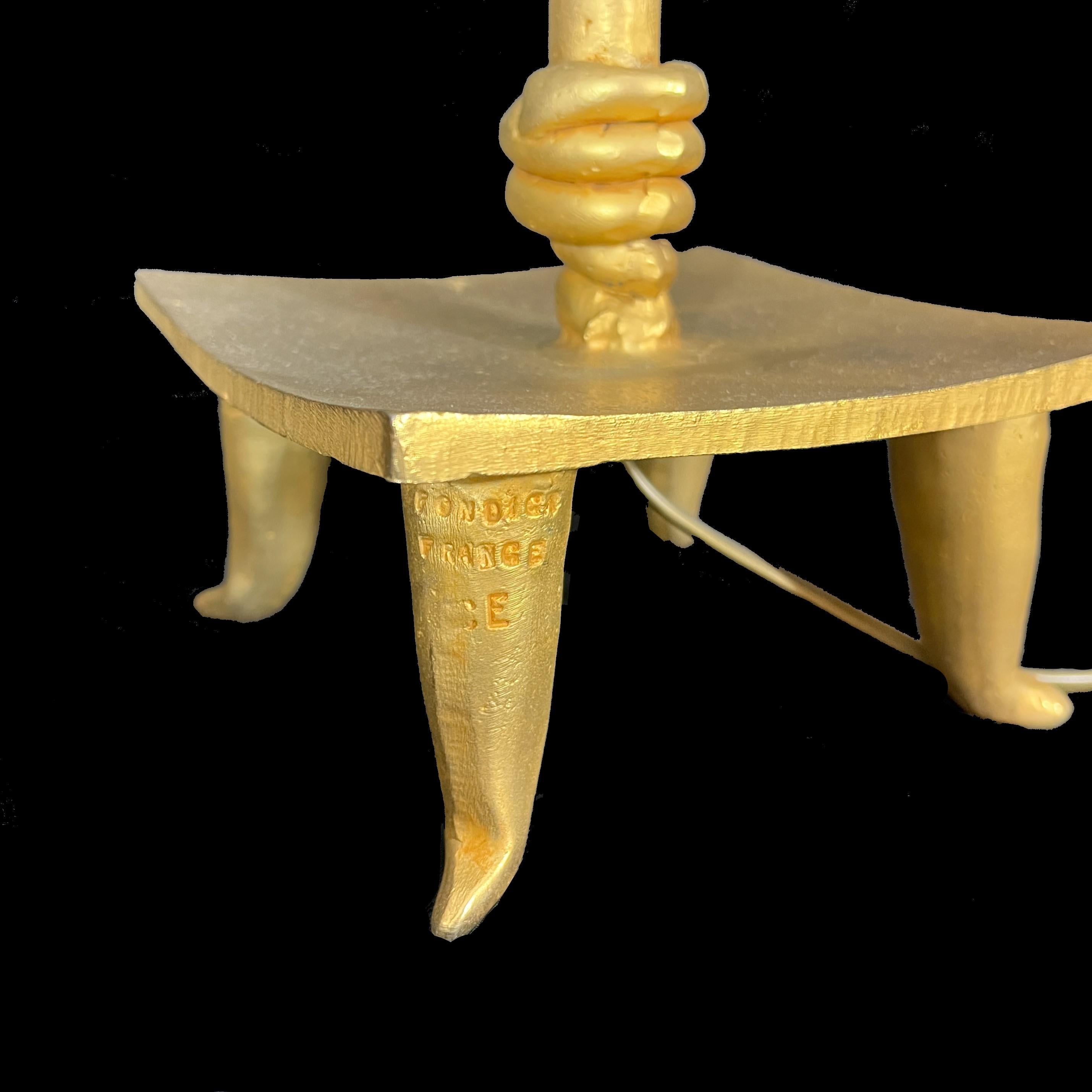 Fin du 20e siècle Pierre Casenove for Fondica - Gilt Bronze High Table Lamp - 1980s en vente