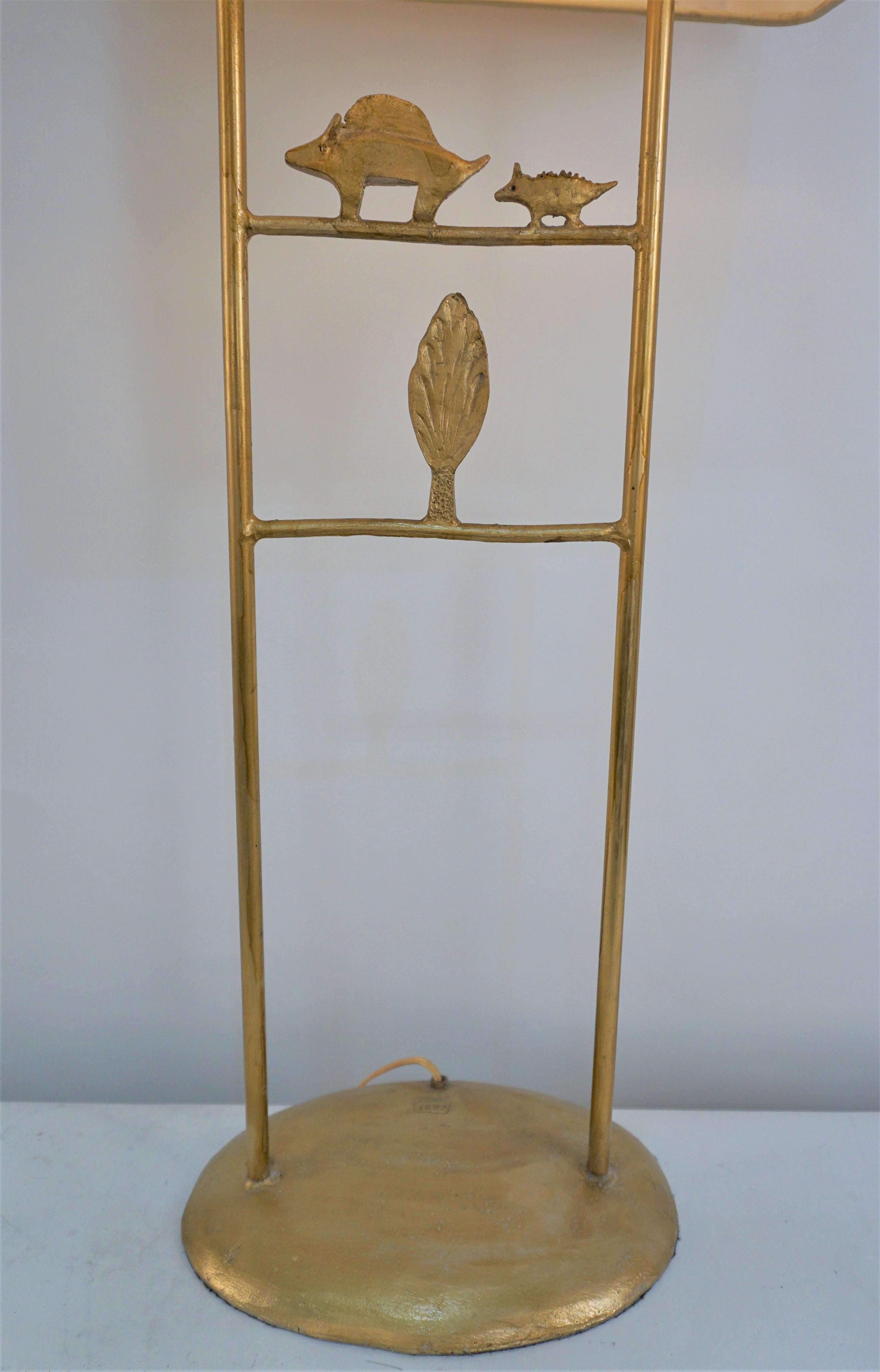 French Pierre Casenove for Fondica Gilt Metal 1990 Table Lamp For Sale