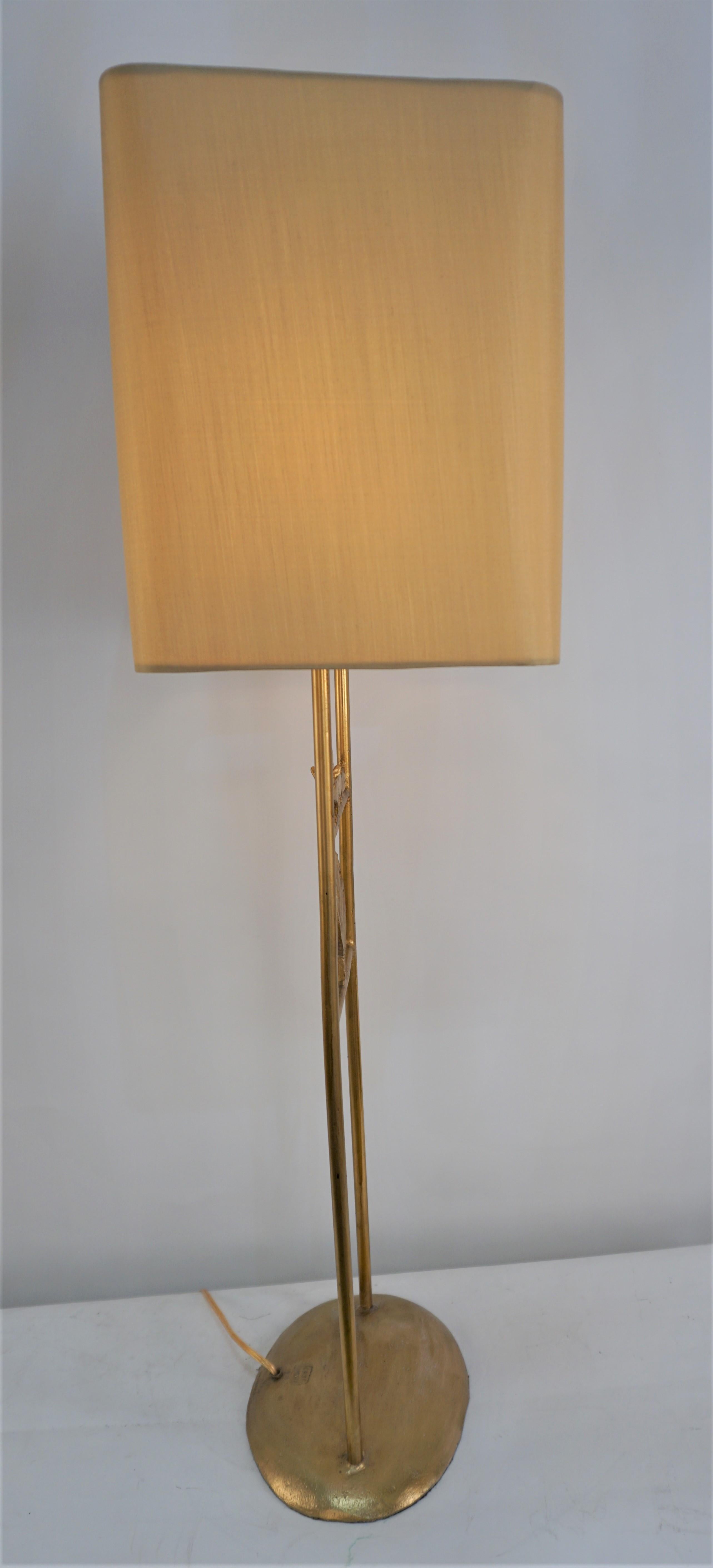 Pierre Casenove for Fondica Gilt Metal 1990 Table Lamp For Sale 1