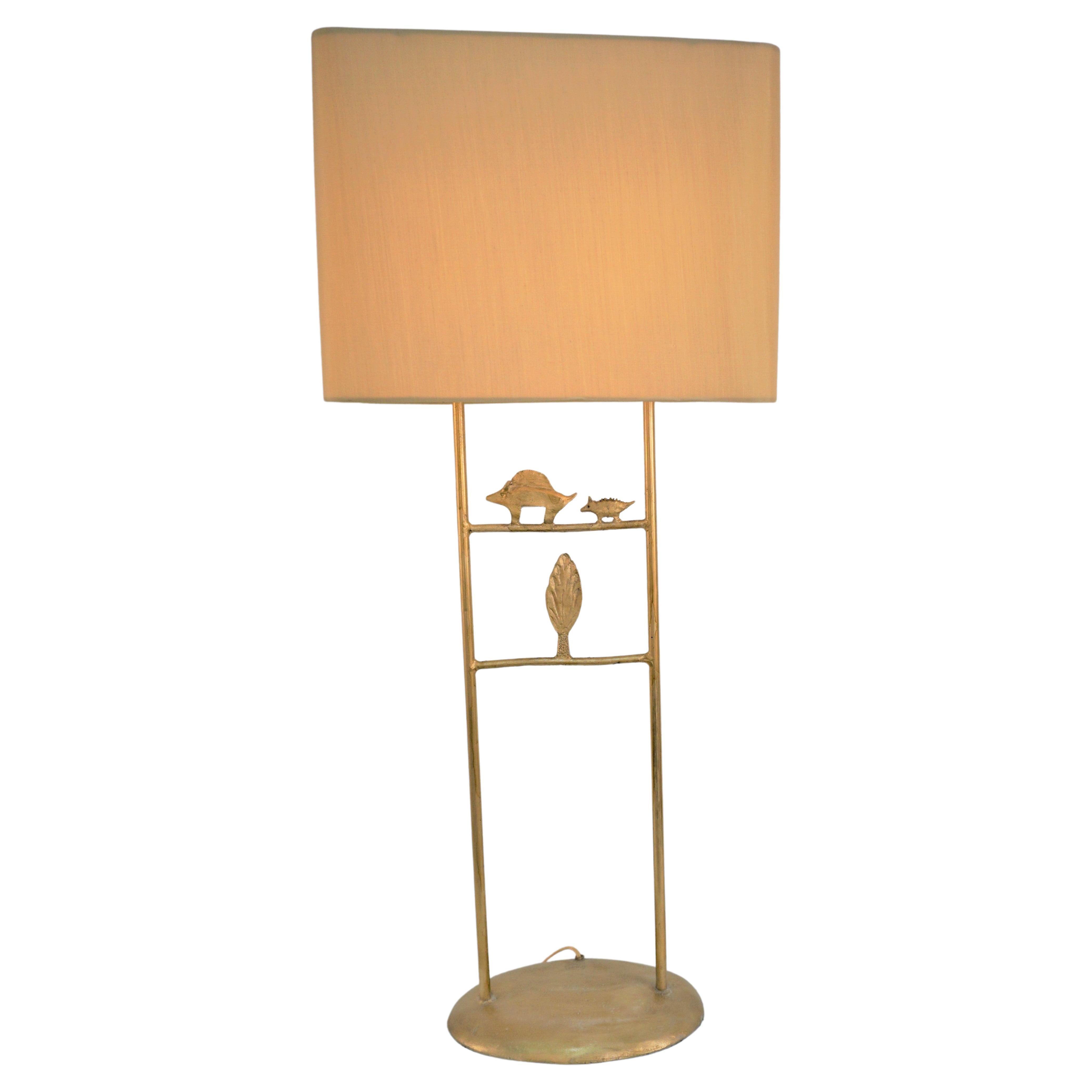 Pierre Casenove for Fondica Gilt Metal 1990 Table Lamp For Sale
