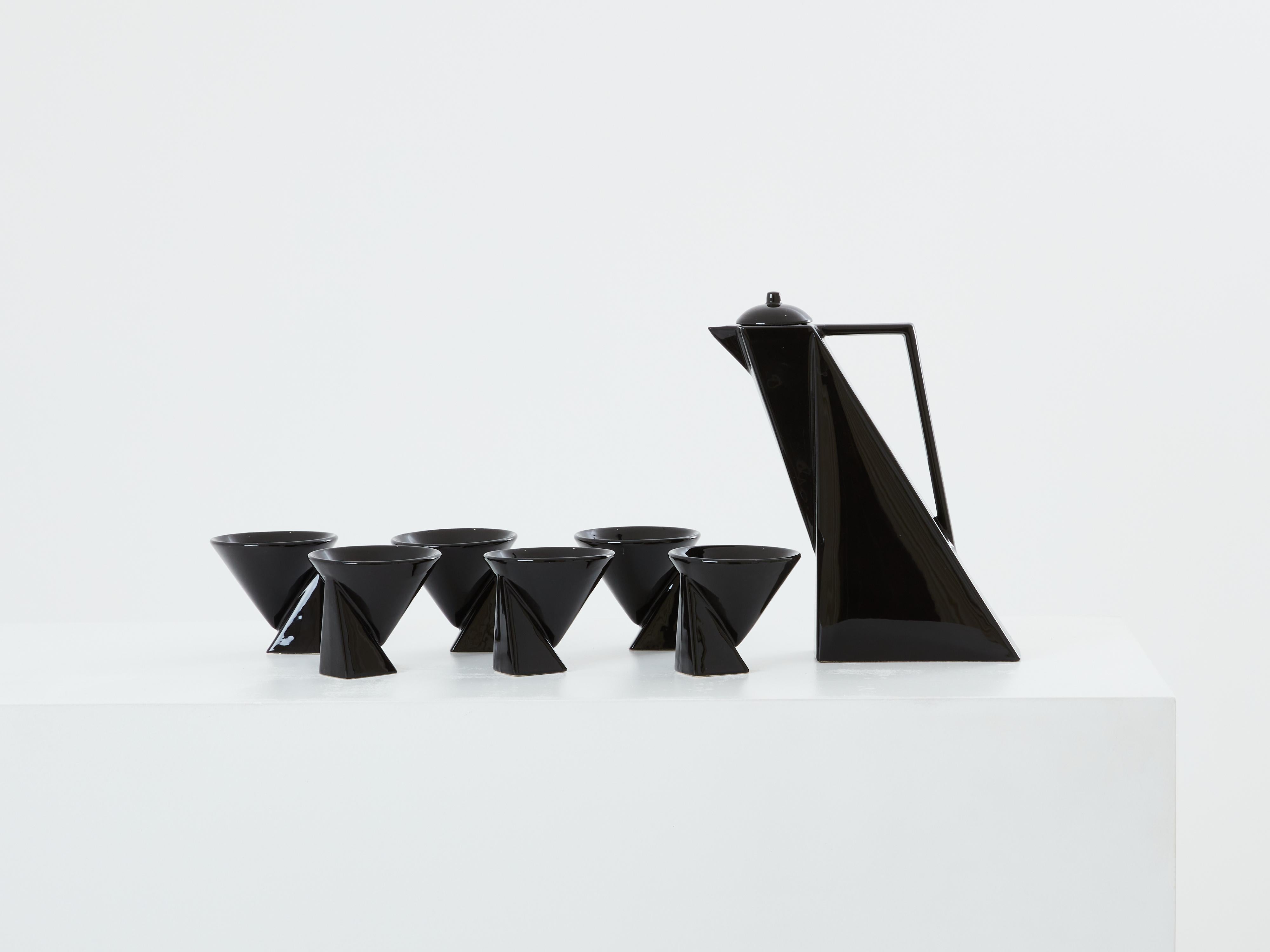Pierre Casenove for Studio Salins glazed ceramic coffee set 1980s  For Sale 1