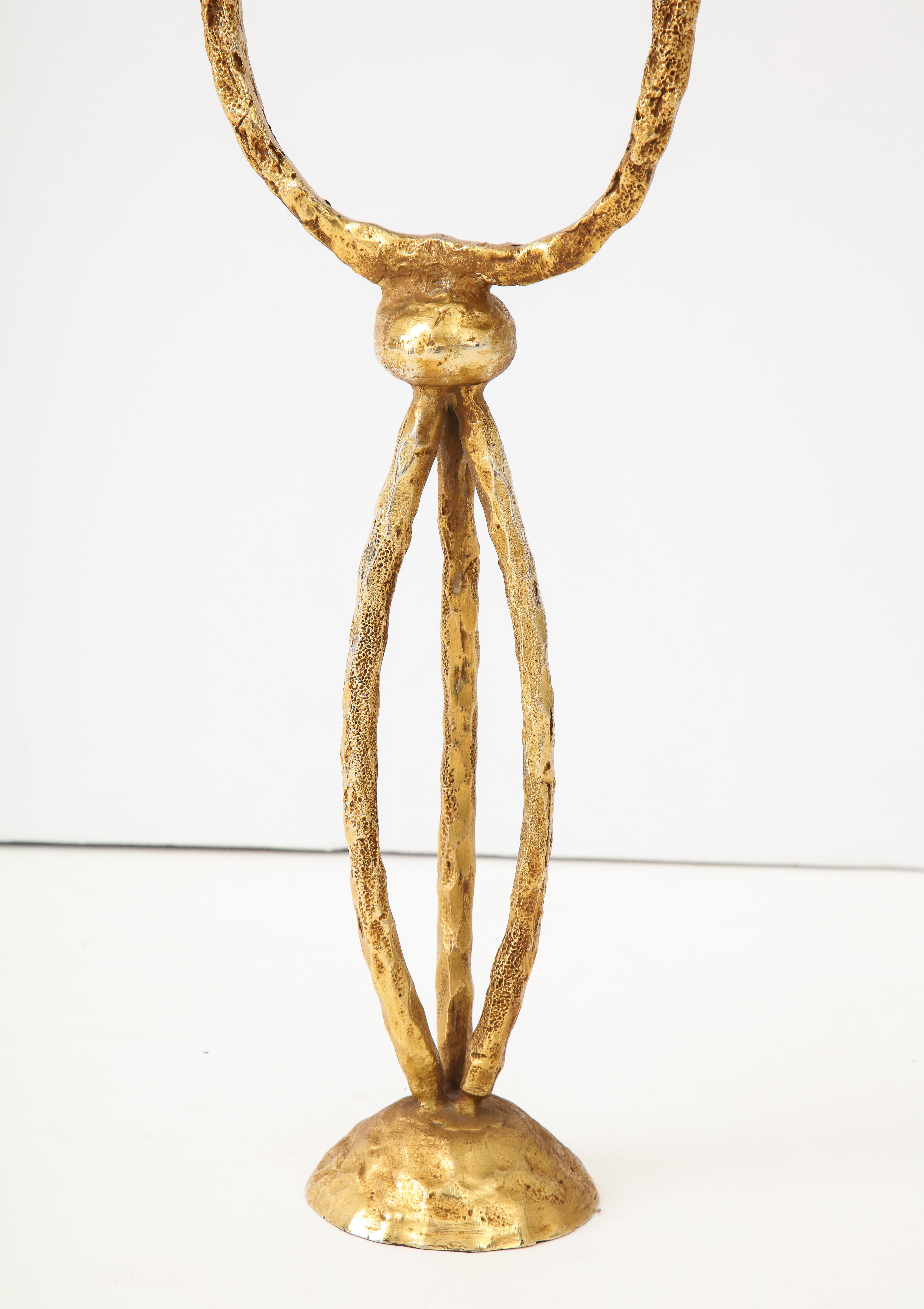 Modern Pierre Casenove Gilded Bronze Two-Arm Candlestick for Fondica