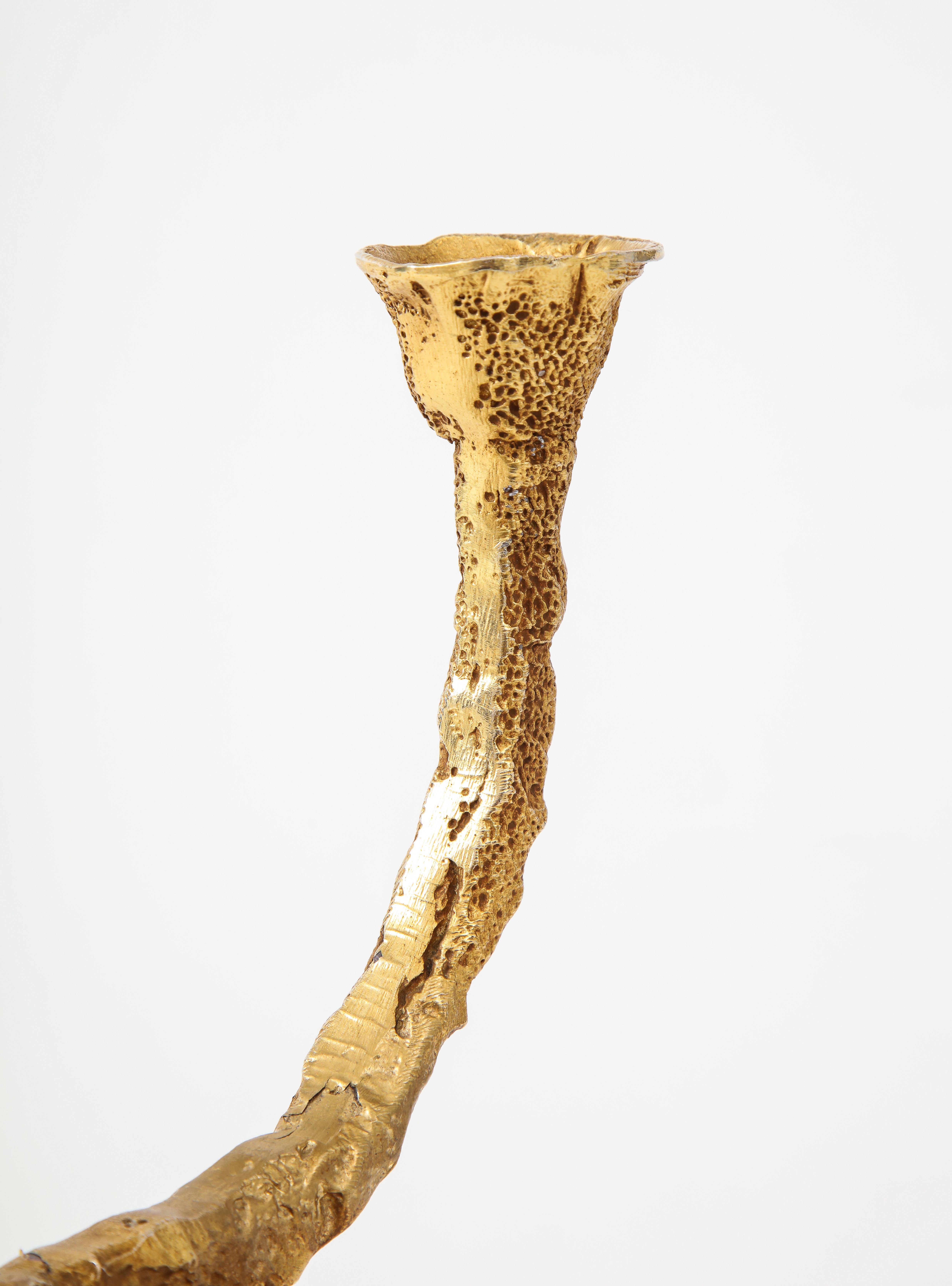 Pierre Casenove Gilded Bronze Two-Arm Candlestick for Fondica 2