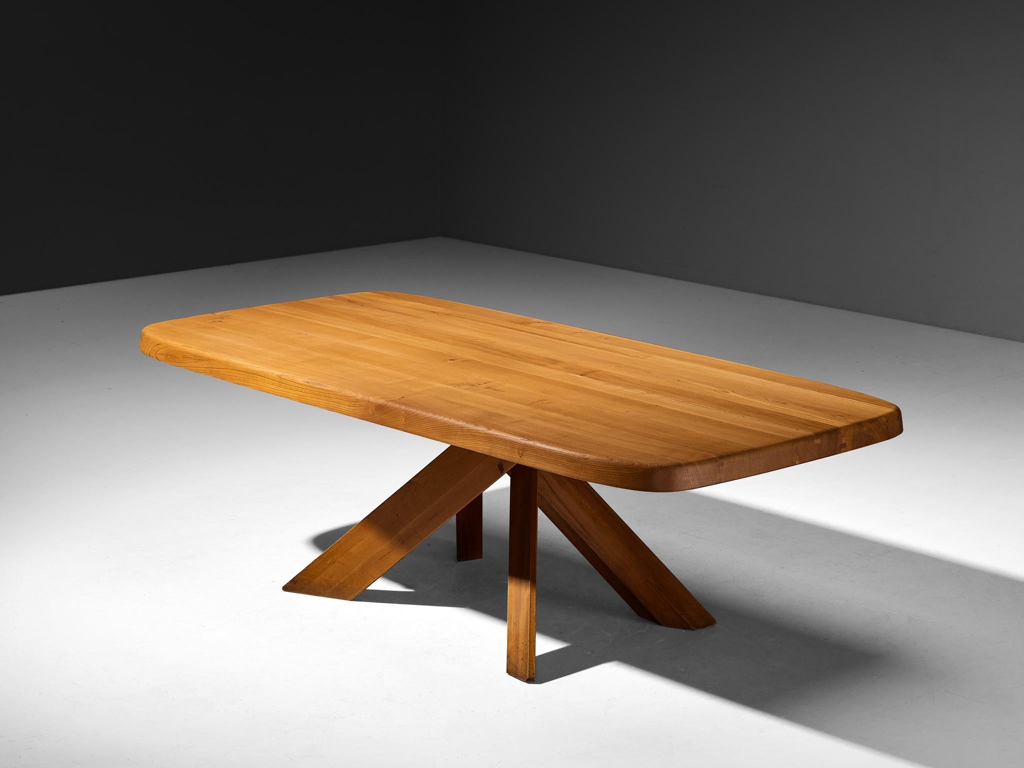 Pierre Chapo, 'Aban' dining table, model 'T35D', solid elm, France, circa 1972 

This table is one of the early editions designed by Pierre Chapo, known for his hallmark use of solid elmwood and a commitment to pure and clean design and construction