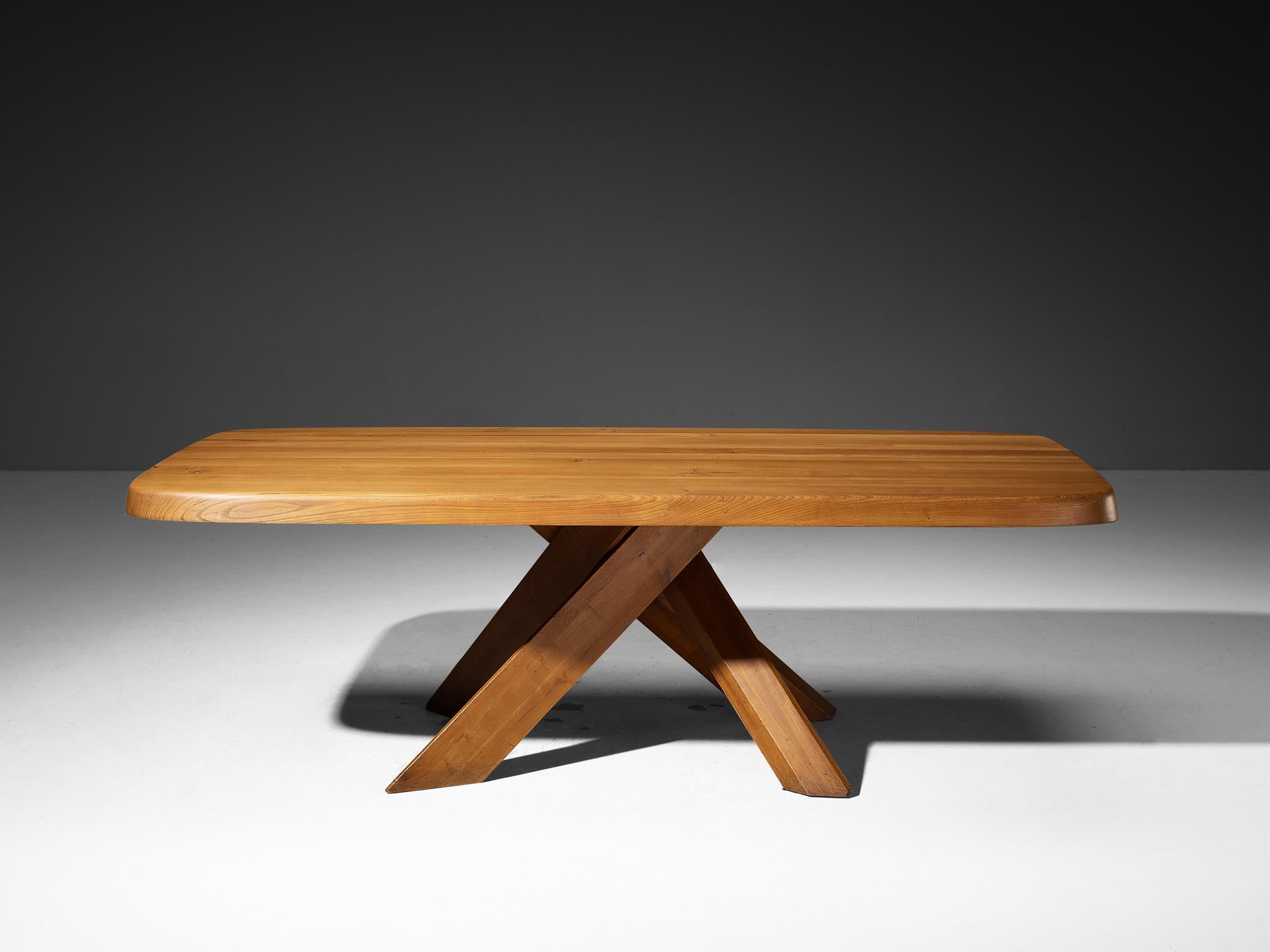 Mid-Century Modern Pierre Chapo 'Aban' Dining Table Model T35D in Solid Elm For Sale