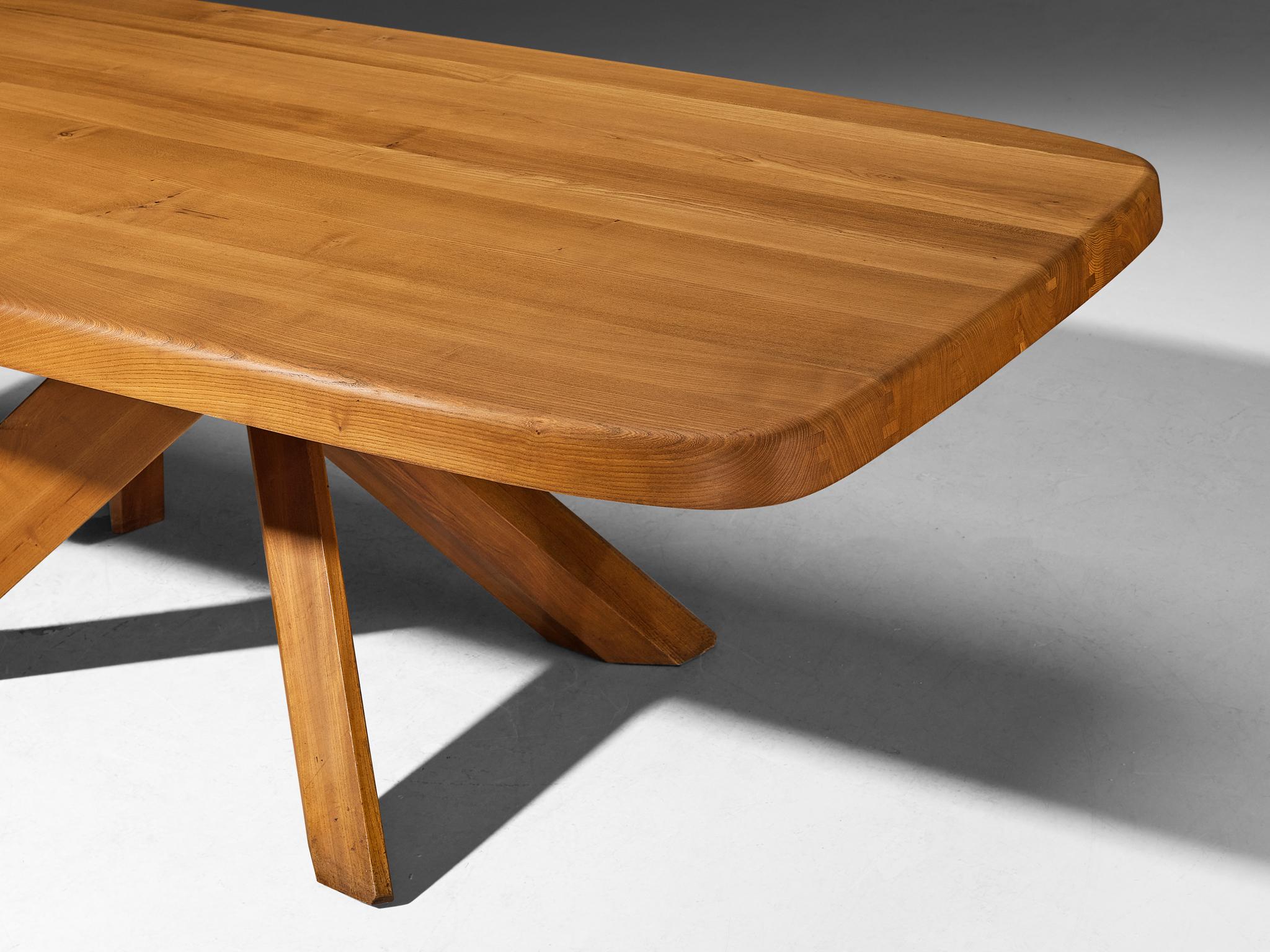French Pierre Chapo 'Aban' Dining Table Model T35D in Solid Elm For Sale