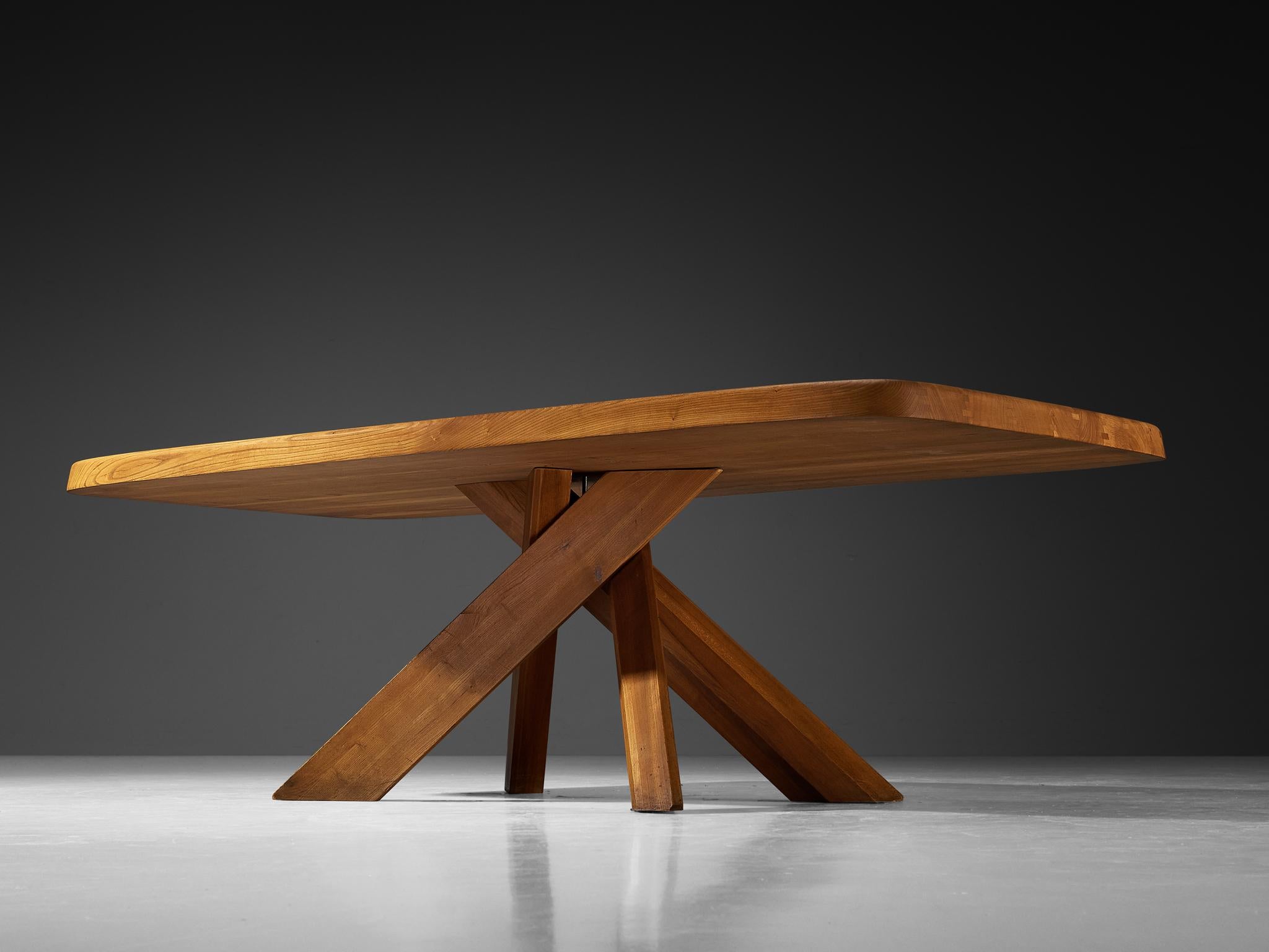 Late 20th Century Pierre Chapo 'Aban' Dining Table Model T35D in Solid Elm For Sale