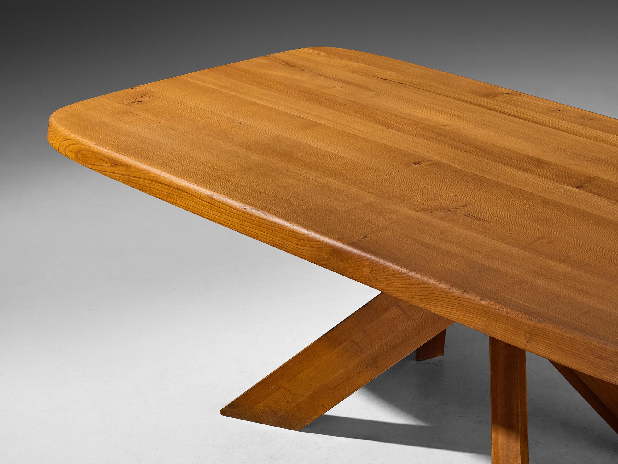 Pierre Chapo 'Aban' Dining Table Model T35D in Solid Elm For Sale 1