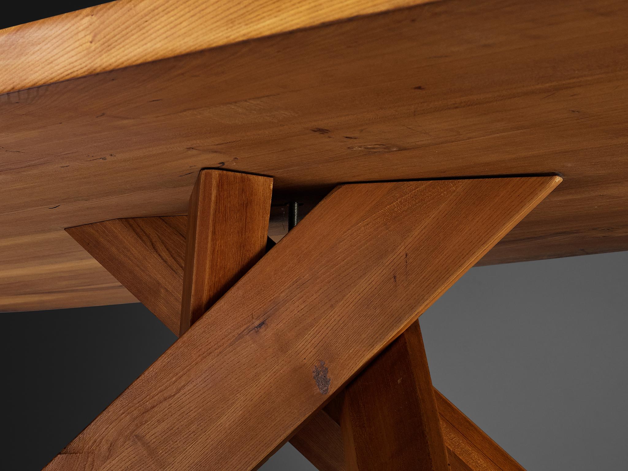 Pierre Chapo 'Aban' Dining Table Model T35D in Solid Elm For Sale 2
