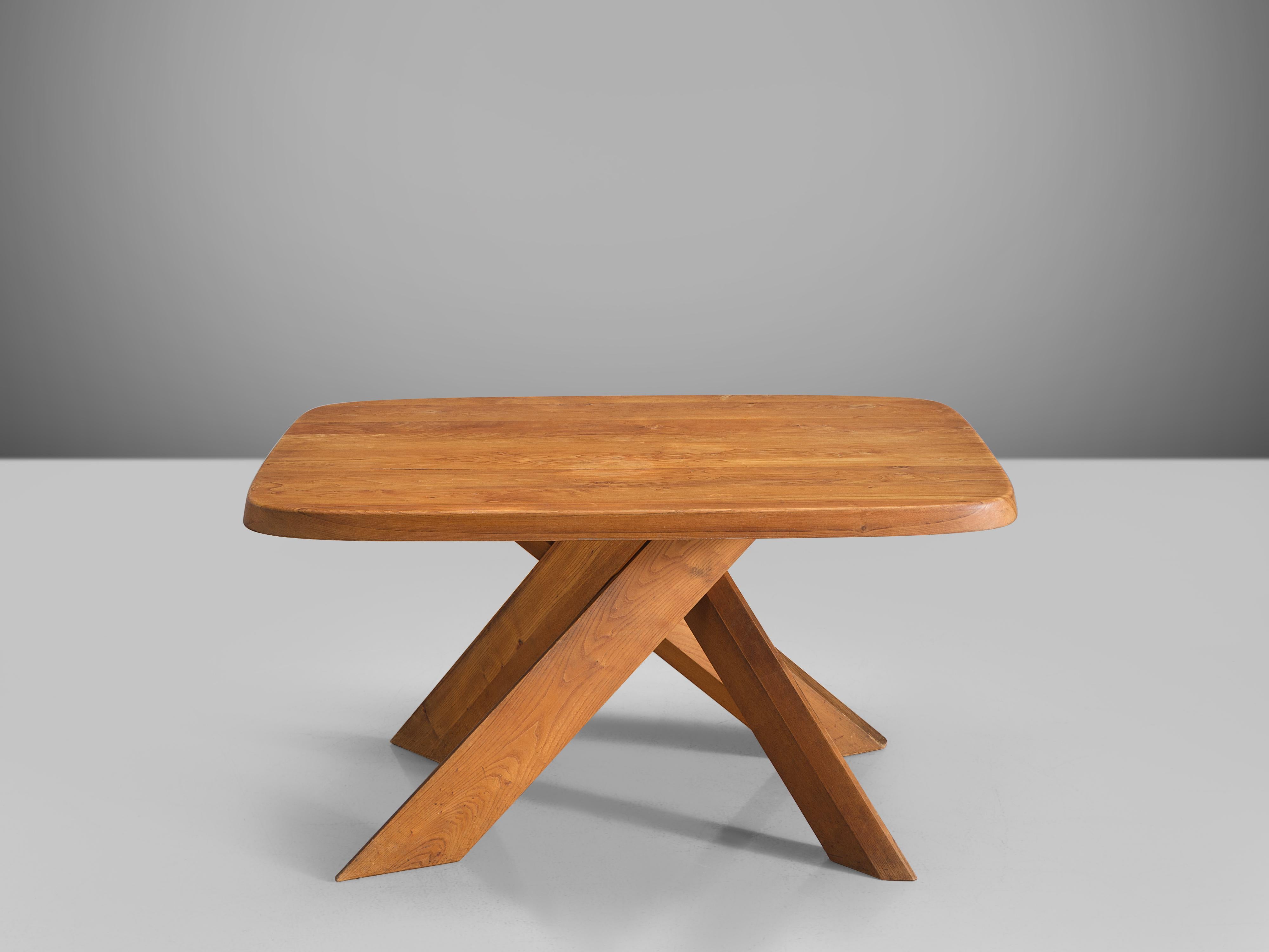French Pierre Chapo 'Aban' Table T35B in Solid Elm