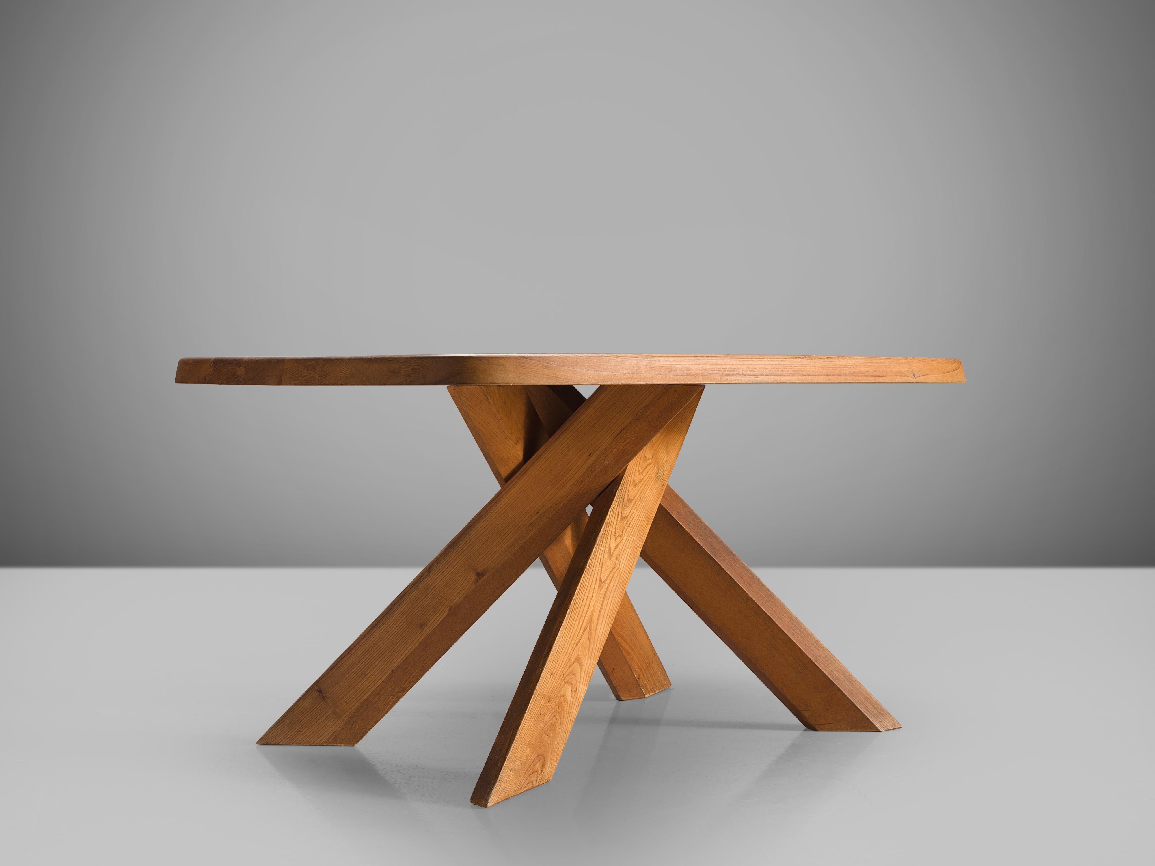 Mid-20th Century Pierre Chapo 'Aban' Table T35B in Solid Elm