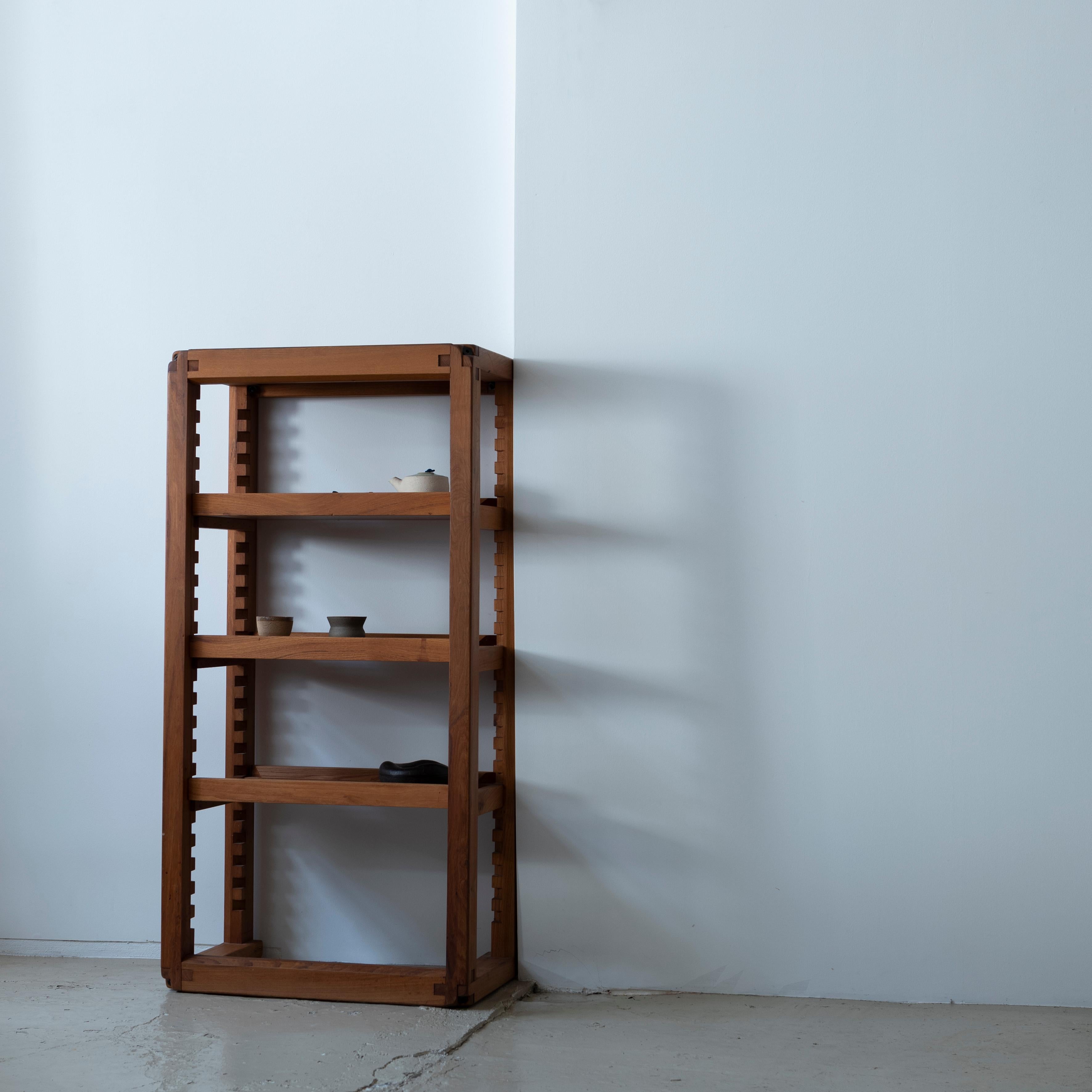 Pierre Chapo, B10 Bookcase Shelves, Elmwood, 1960s In Good Condition For Sale In Edogawa-ku Tokyo, JP