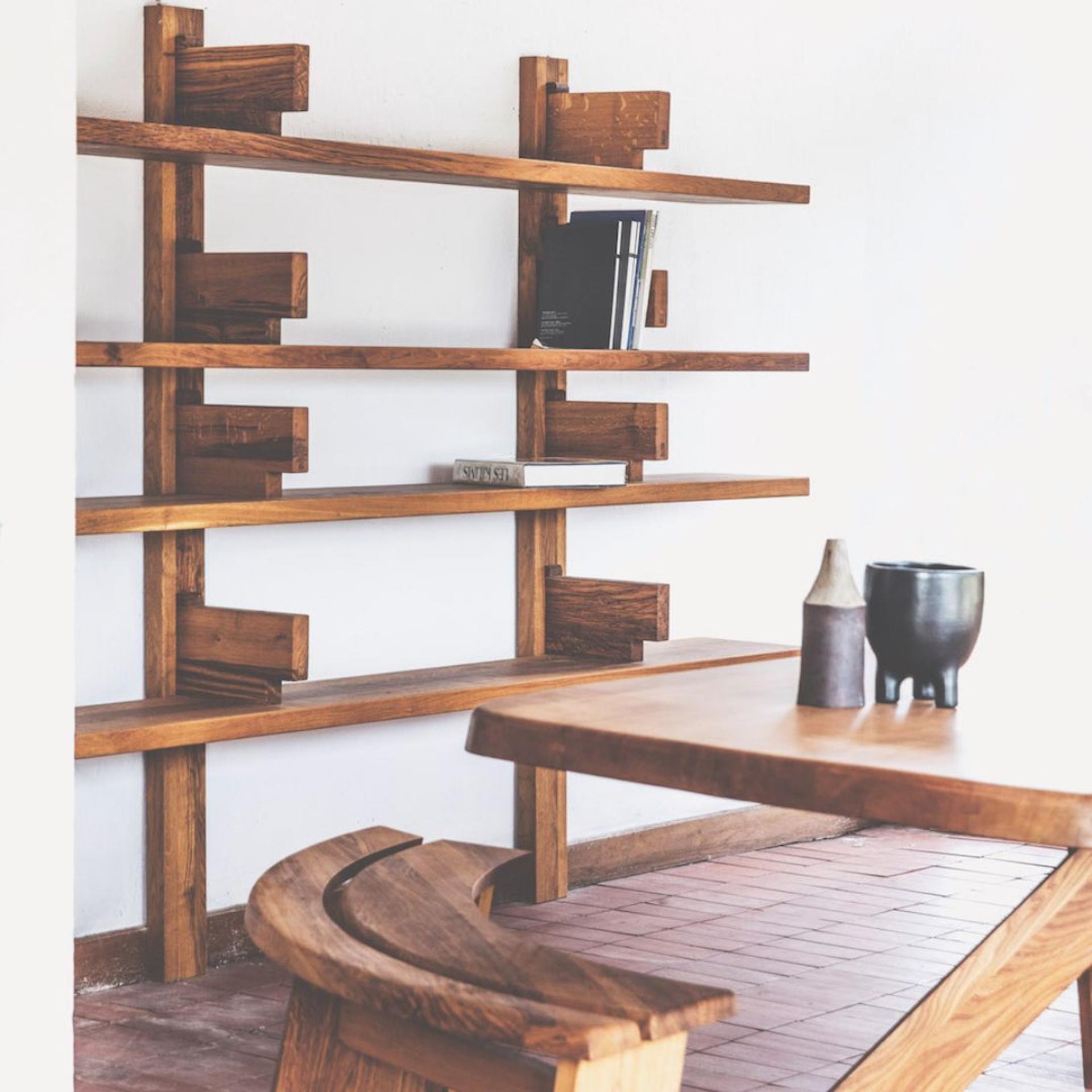 Contemporary Pierre Chapo 'B17' Handcrafted Elm Shelf for Chapo Création For Sale