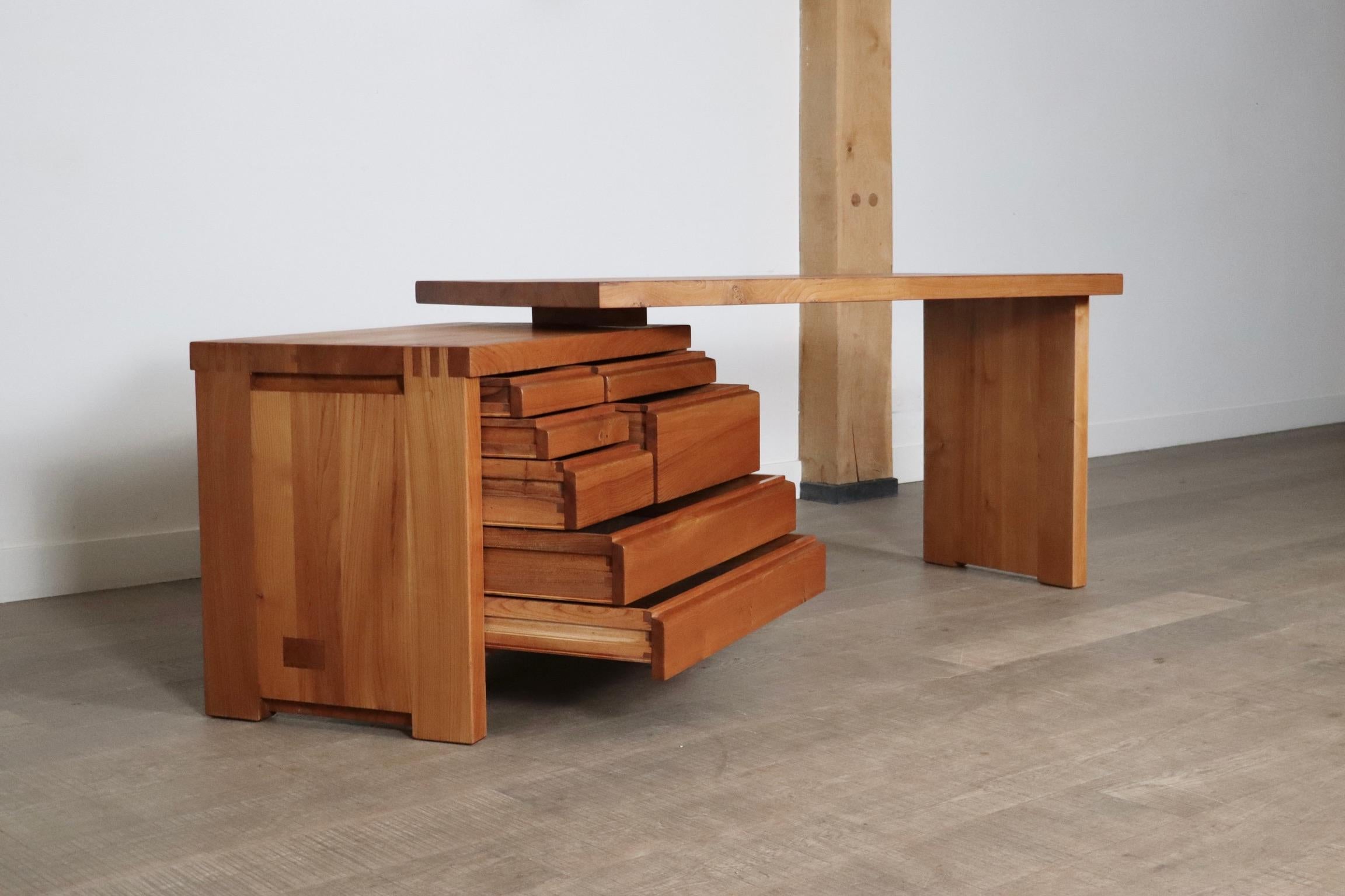 Pierre Chapo B19 Desk in Solid Elm, France 1960s For Sale 7