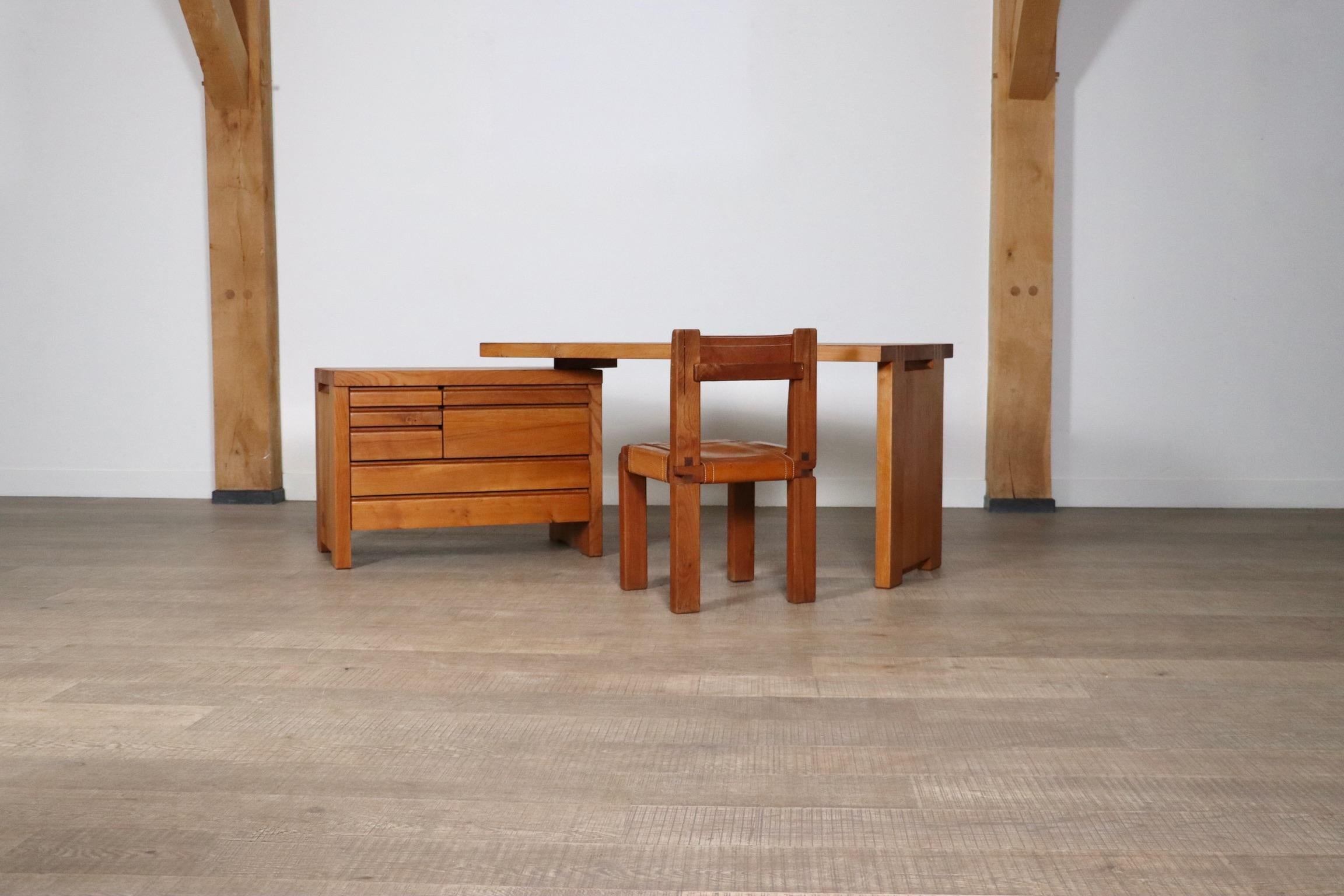 Pierre Chapo B19 Desk in Solid Elm, France 1960s For Sale 9