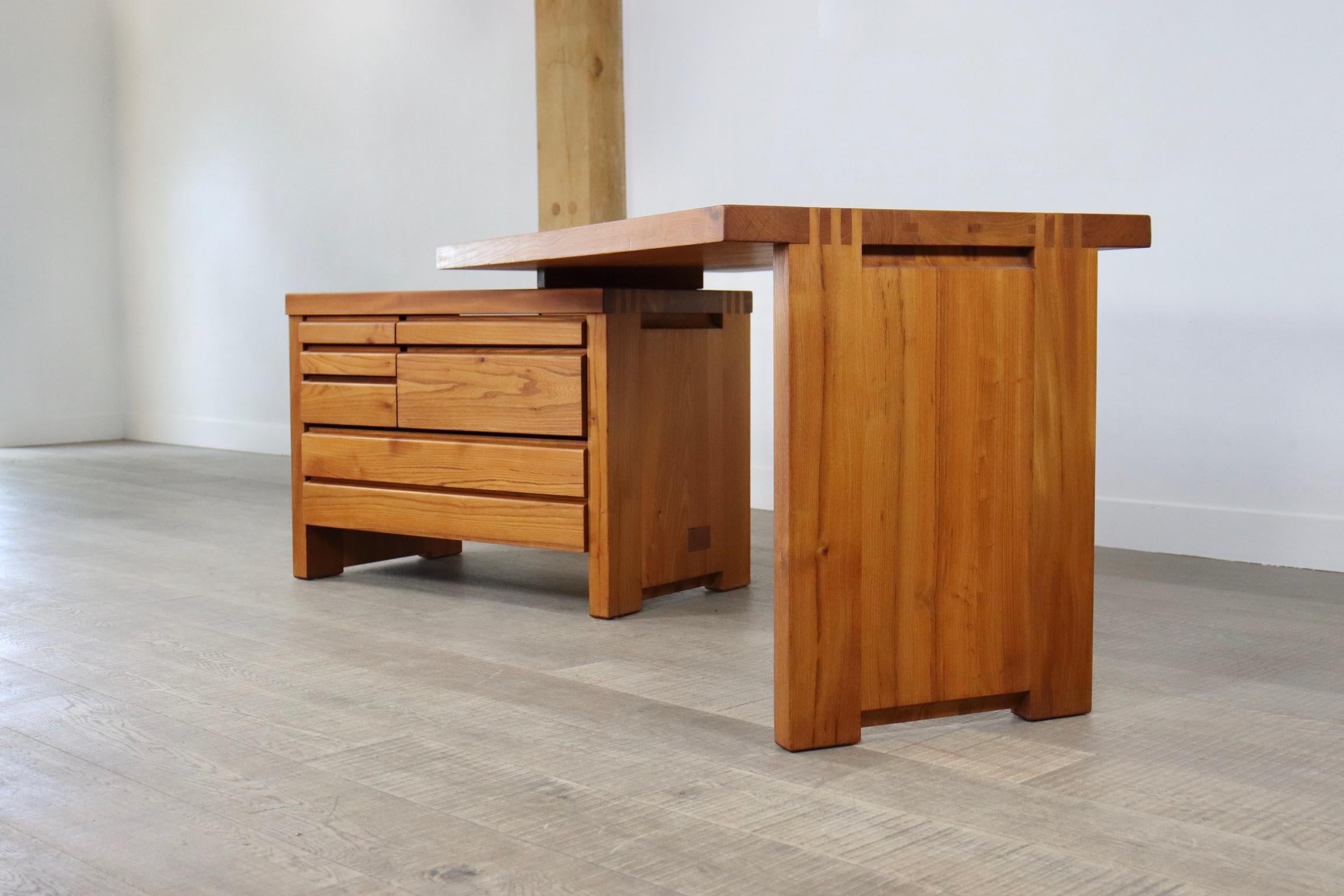 Pierre Chapo B19 Desk in Solid Elm, France 1960s In Excellent Condition In ABCOUDE, UT
