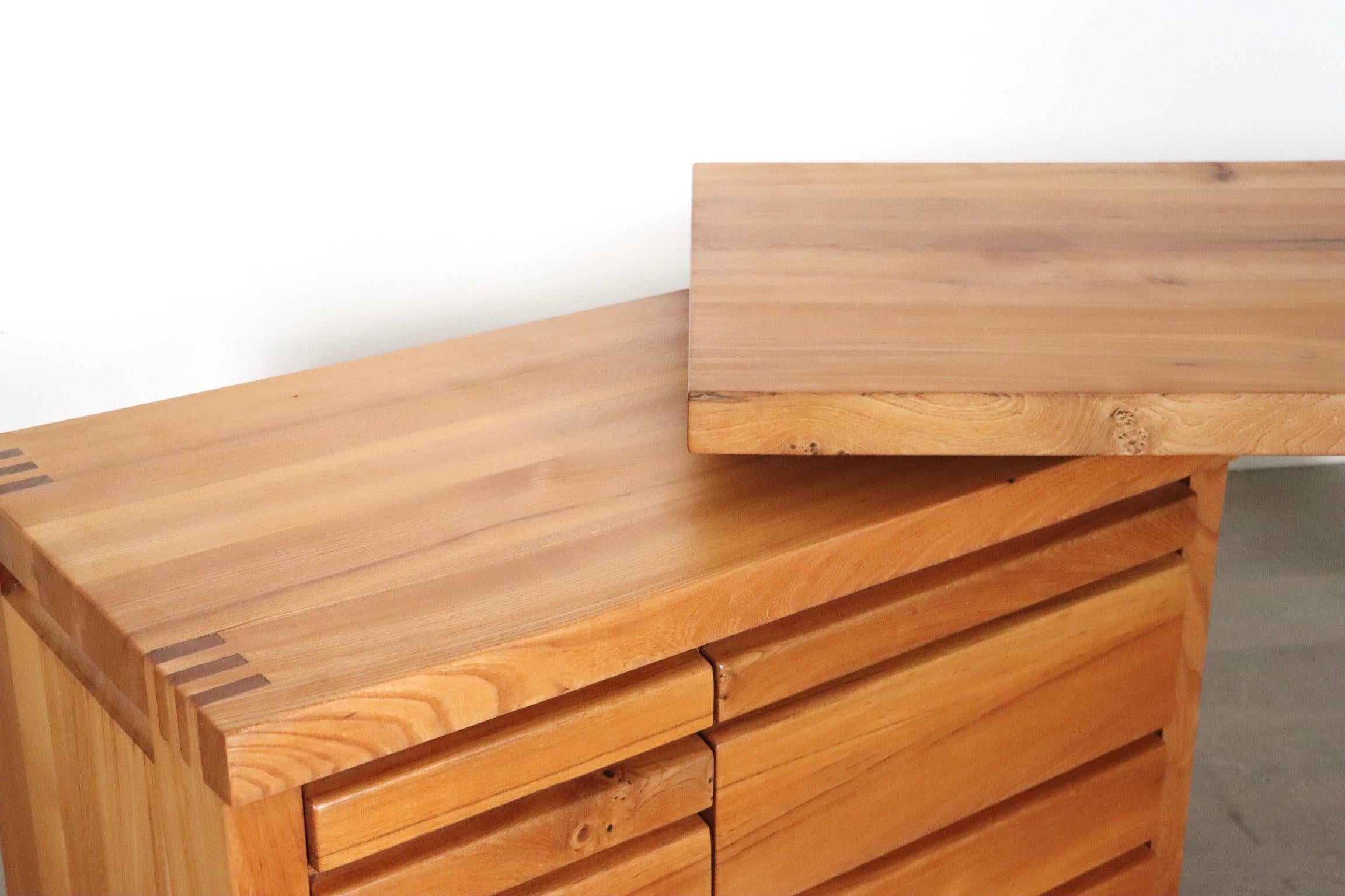 Pierre Chapo B19 Desk in Solid Elm, France 1960s In Good Condition For Sale In ABCOUDE, UT