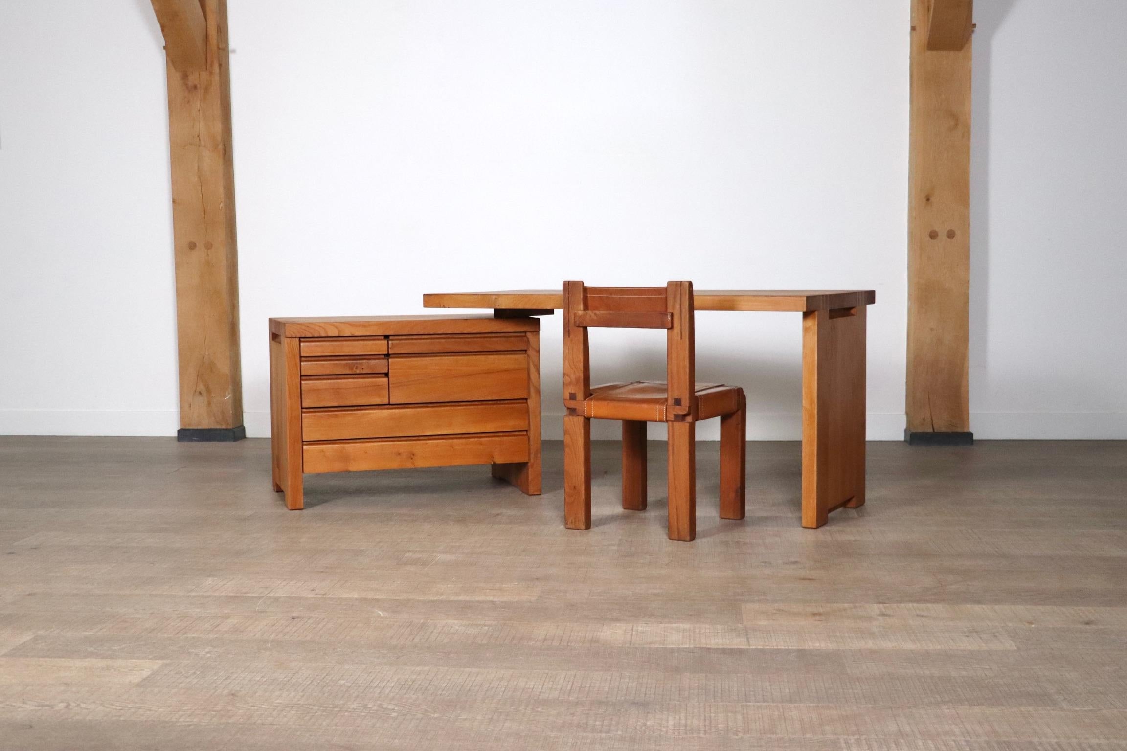 Mid-20th Century Pierre Chapo B19 Desk in Solid Elm, France 1960s For Sale