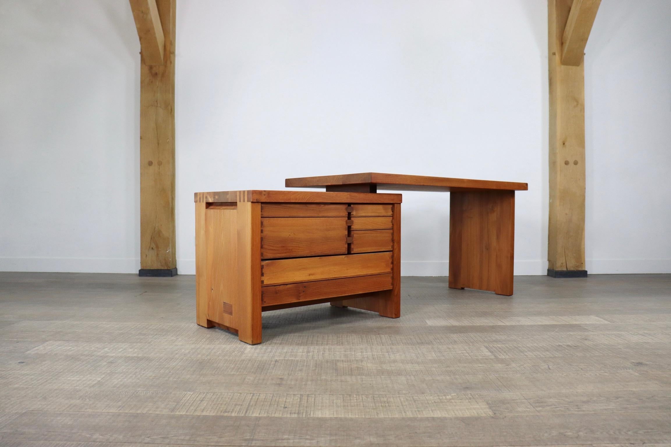 Pierre Chapo B19 Desk in Solid Elm, France 1960s 2