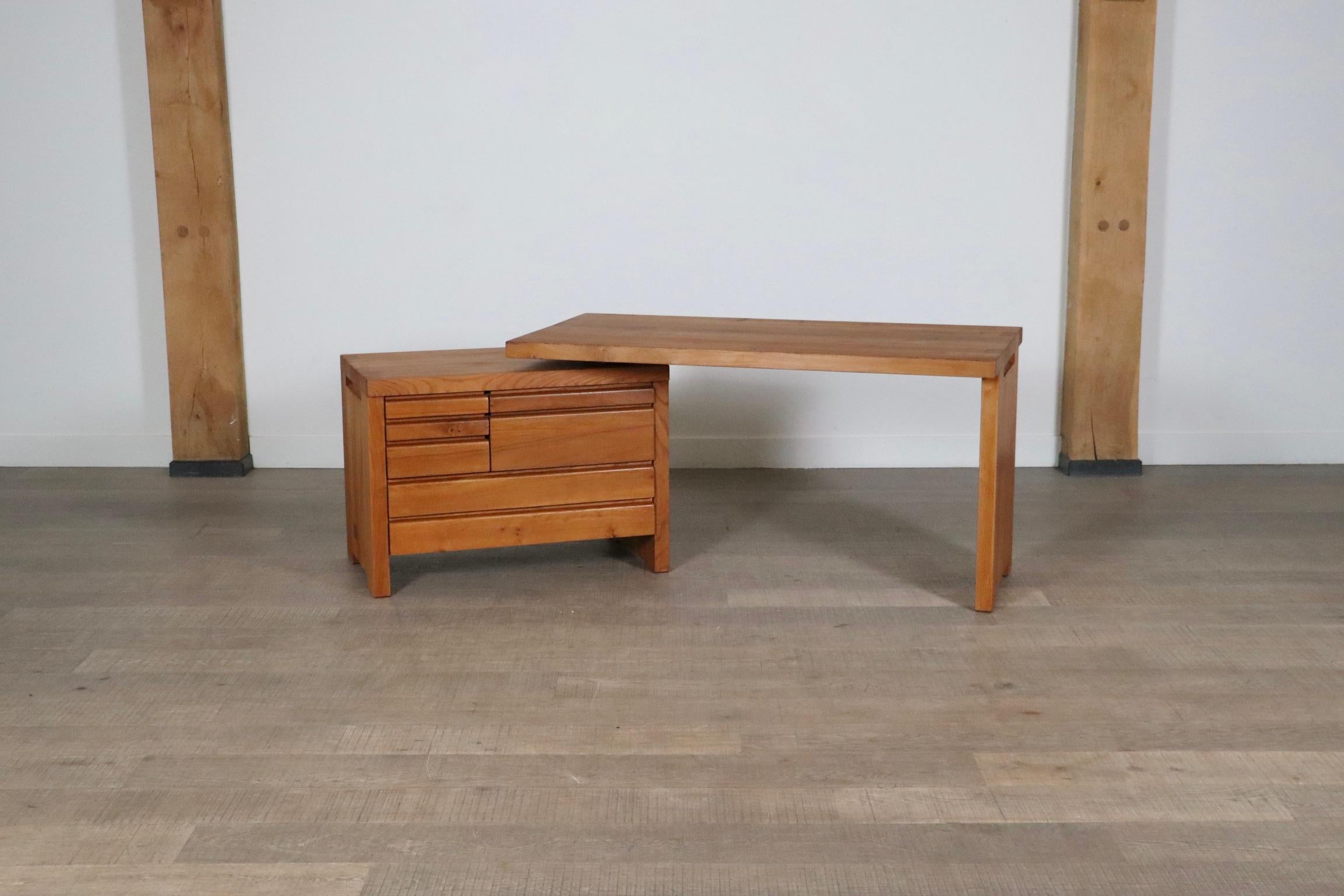 Pierre Chapo B19 Desk in Solid Elm, France 1960s For Sale 3