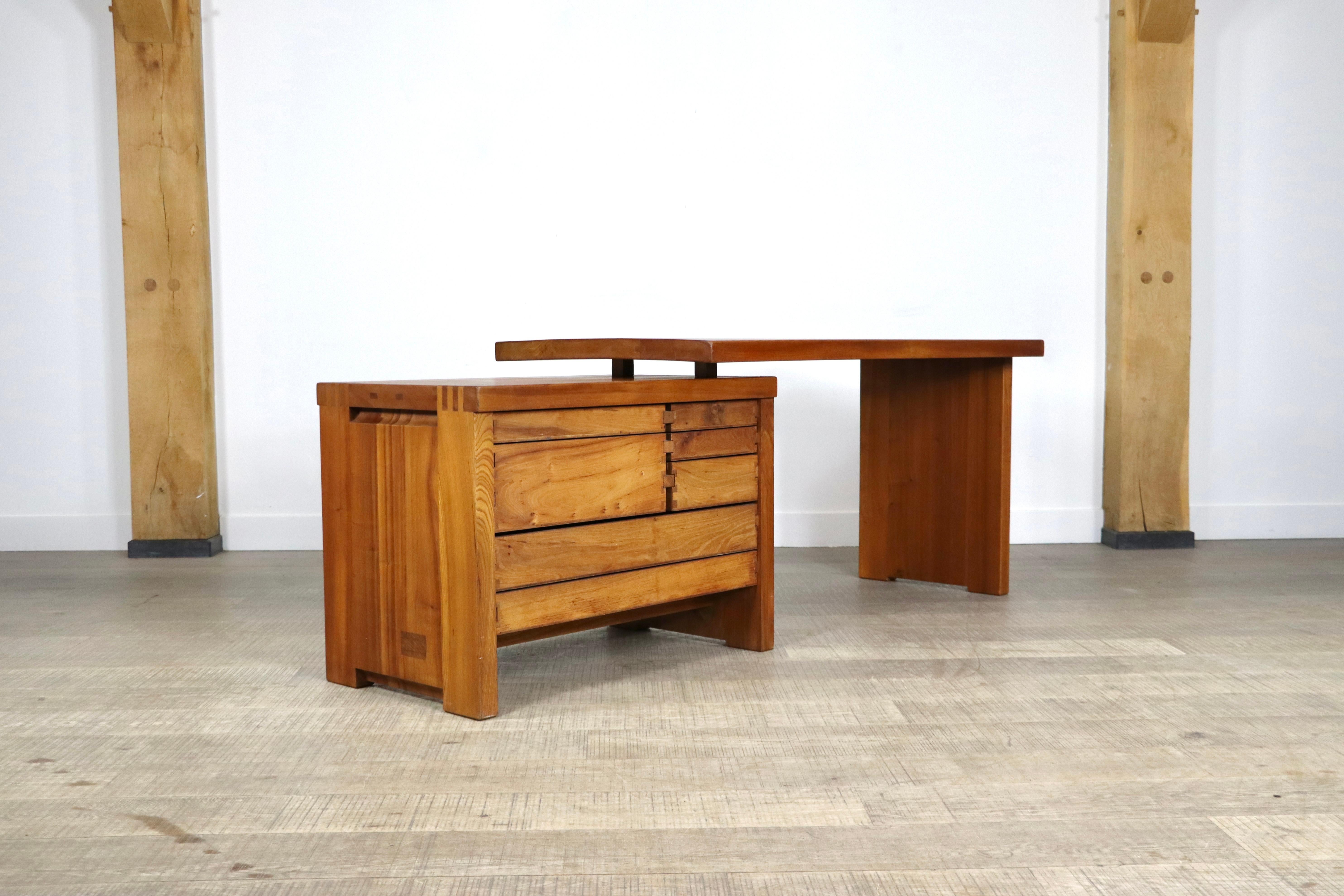 Pierre Chapo B19 Desk in Solid Elm, France 1960s For Sale 4