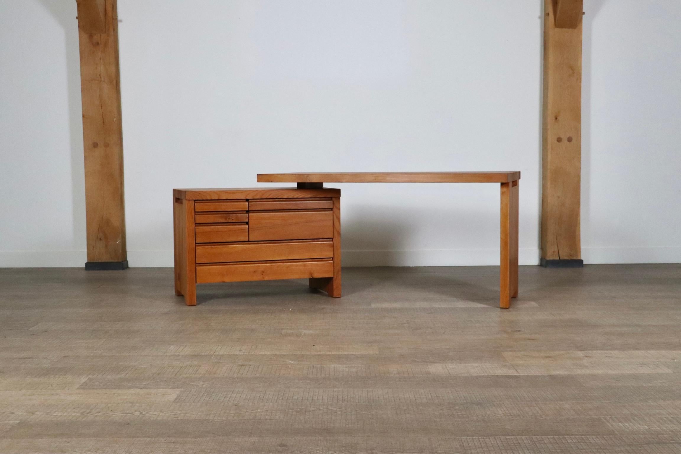 Pierre Chapo B19 Desk in Solid Elm, France 1960s For Sale 4