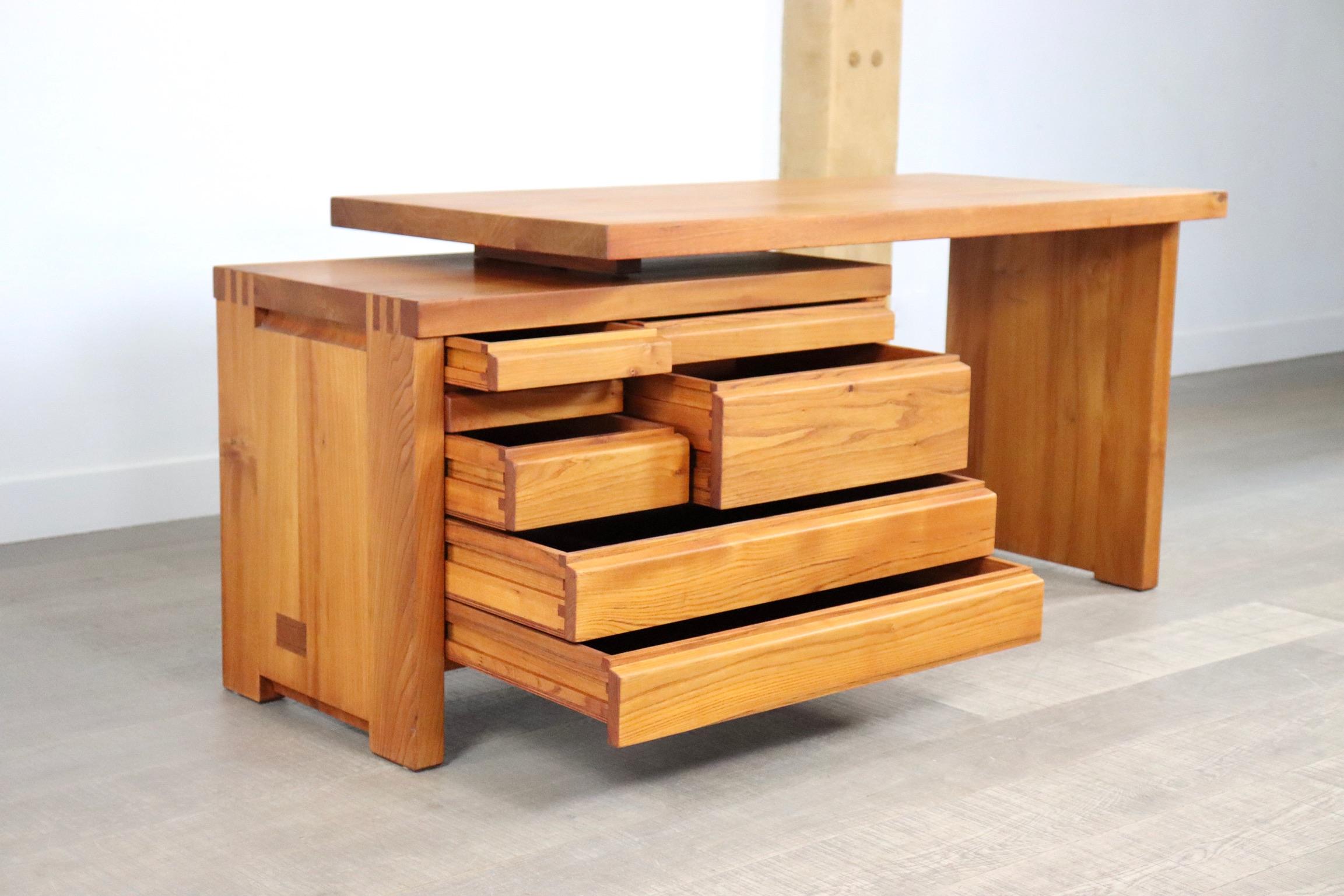 Pierre Chapo B19 Desk in Solid Elm, France 1960s 5